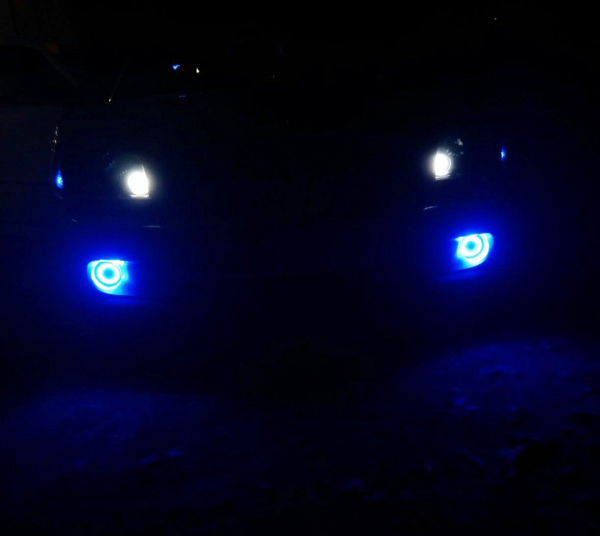 3 Pack Ultra Blue 40 LED Halo Angel Eyes Projector Fog Lights for Cars - Durable Headlight Upgrade with Bright Halo Rings for Enhanced Night Driving Visibility