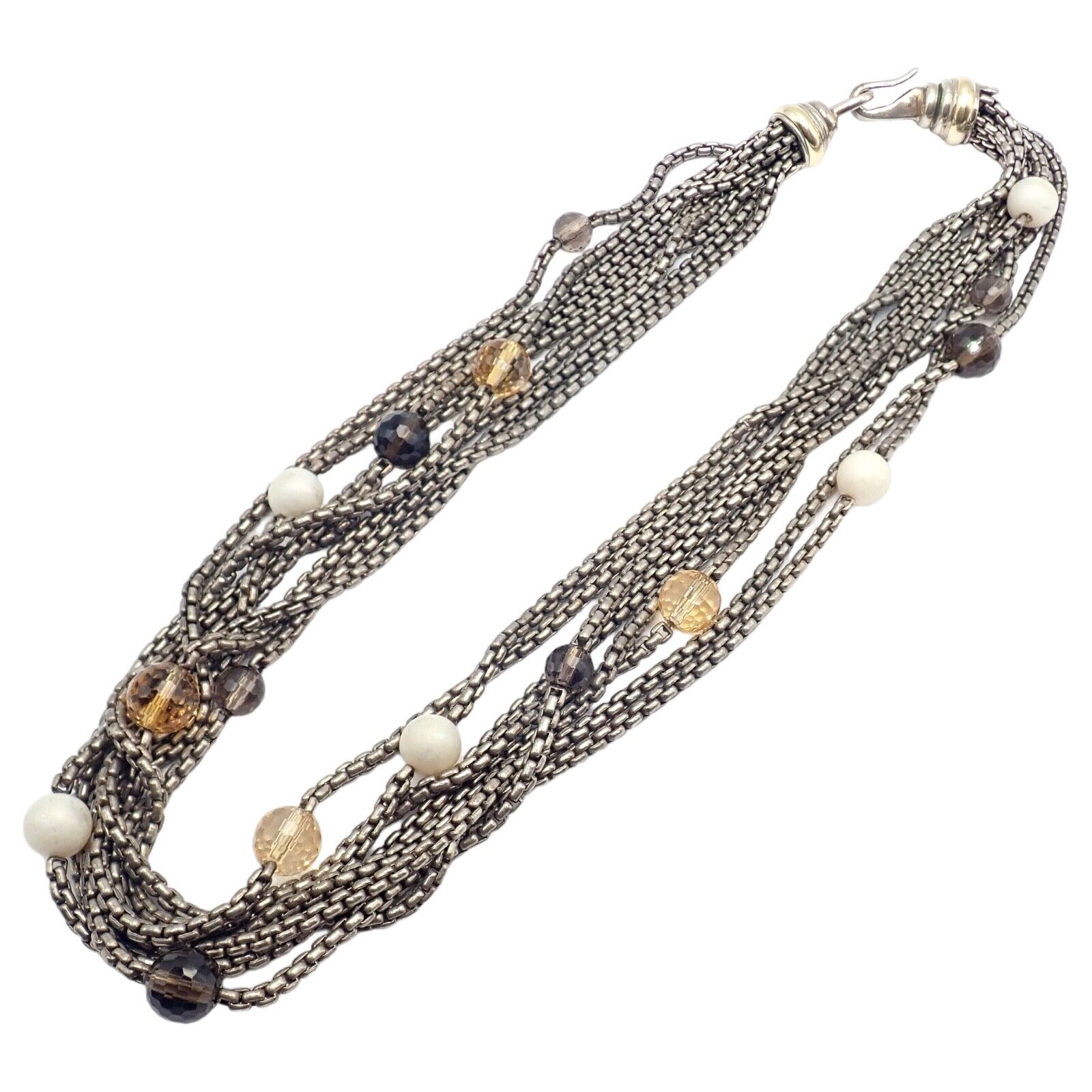 David Yurman DY 18k Yellow Gold & Sterling Silver 8-Strand Box Chain Necklace for Women - Elegant Layered Jewelry for Everyday Wear, Date Nights & Special Occasions