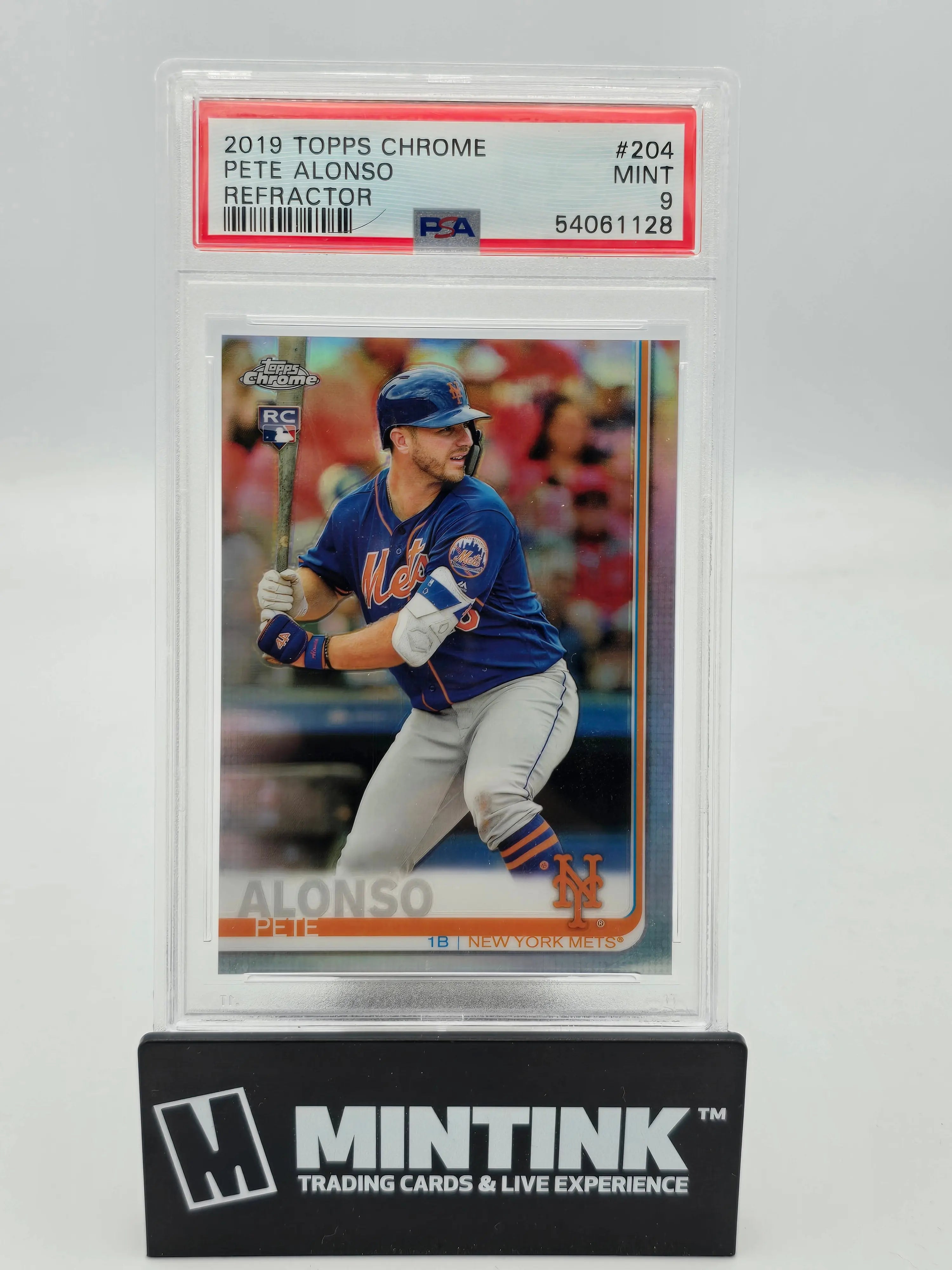 2019 Topps Chrome Baseball Pete Alonso Rookie Refractor Card PSA 9 Gem Mint - Perfect for Baseball Card Collectors and Sports Memorabilia Enthusiasts