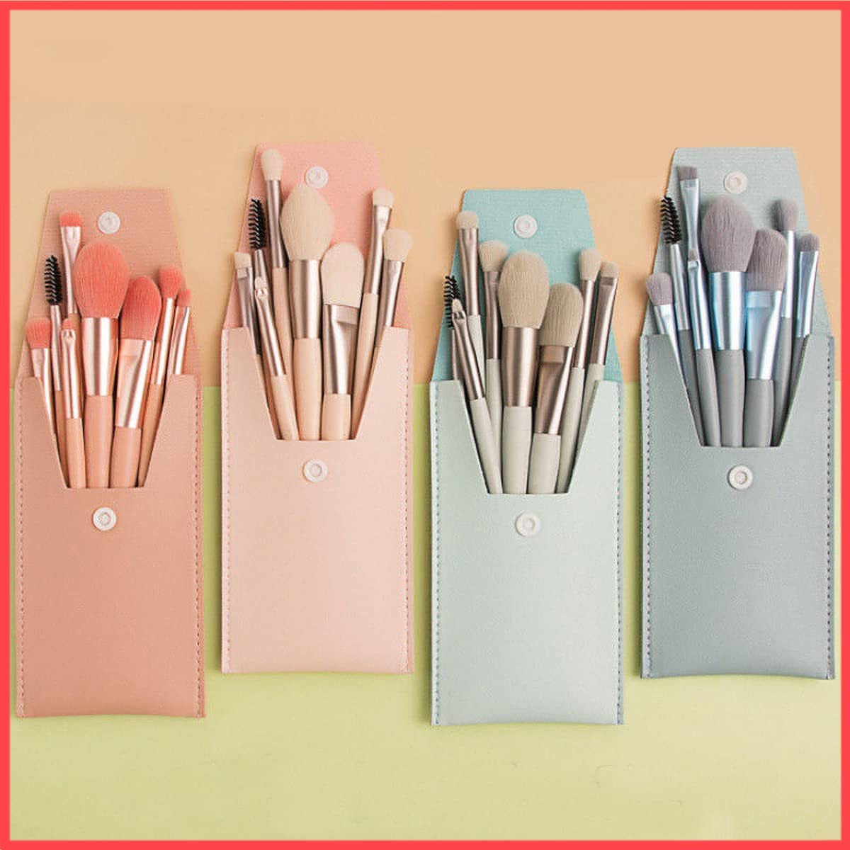 URBANMAC 8PCS Mini Makeup Brush Set with Storage Case - Blue Gray | Professional Cosmetic Brushes for Eyeshadow, Foundation & Blending | Perfect Travel Makeup Kit for On-the-Go Beauty