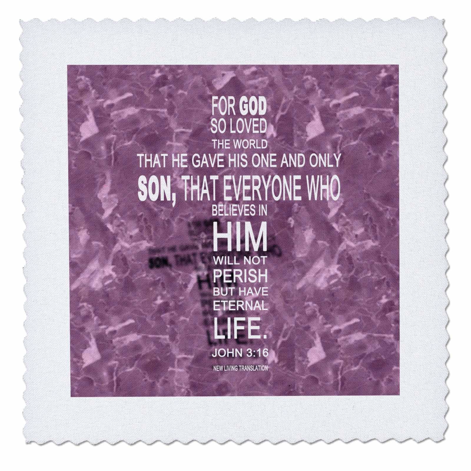 John 3:16 Bible Verse Cross Quilt Square 8x8 - Home Decor & Gift