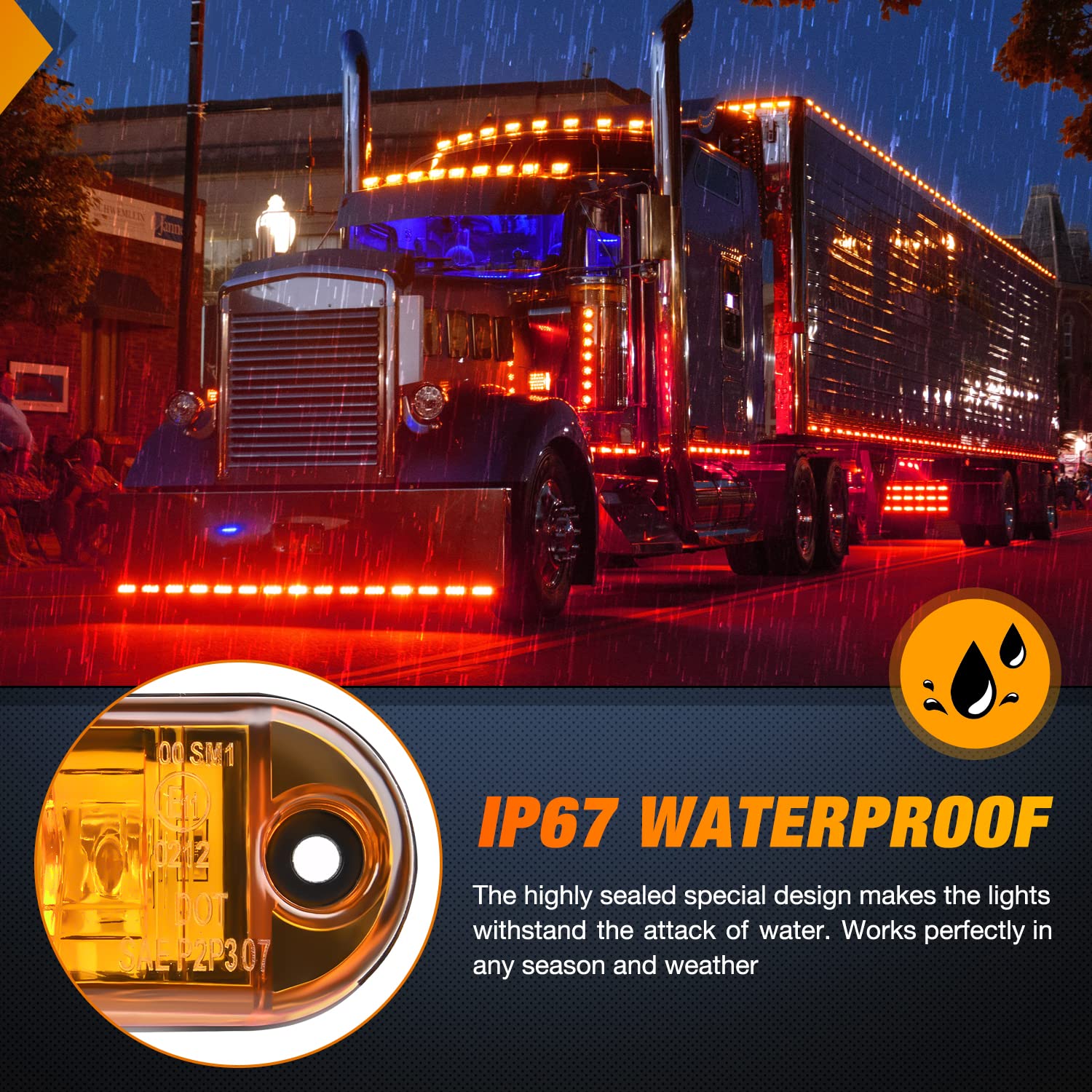 Nilight 2.5 Inch Oval LED Side Marker Lights - 10PCS Waterproof Surface Mount Clearance Lights for Trucks, Trailers, Campers & Boats (10-30V) - Perfect for Night Driving Safety & Vehicle Visibility