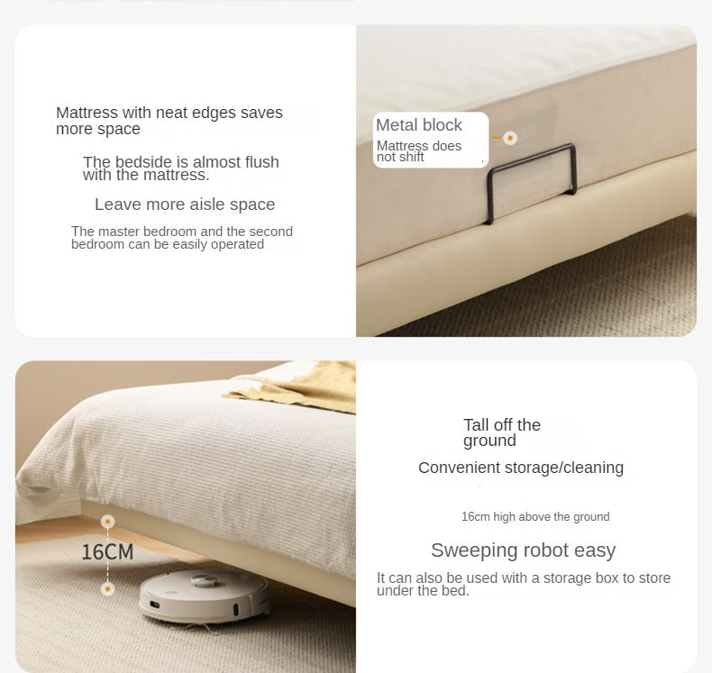 Organic Leather Suspended Bed Frame in Cream - Handcrafted Artisan Design for Modern Bedrooms | Perfect for Master Suites, Guest Rooms & Luxury Apartments