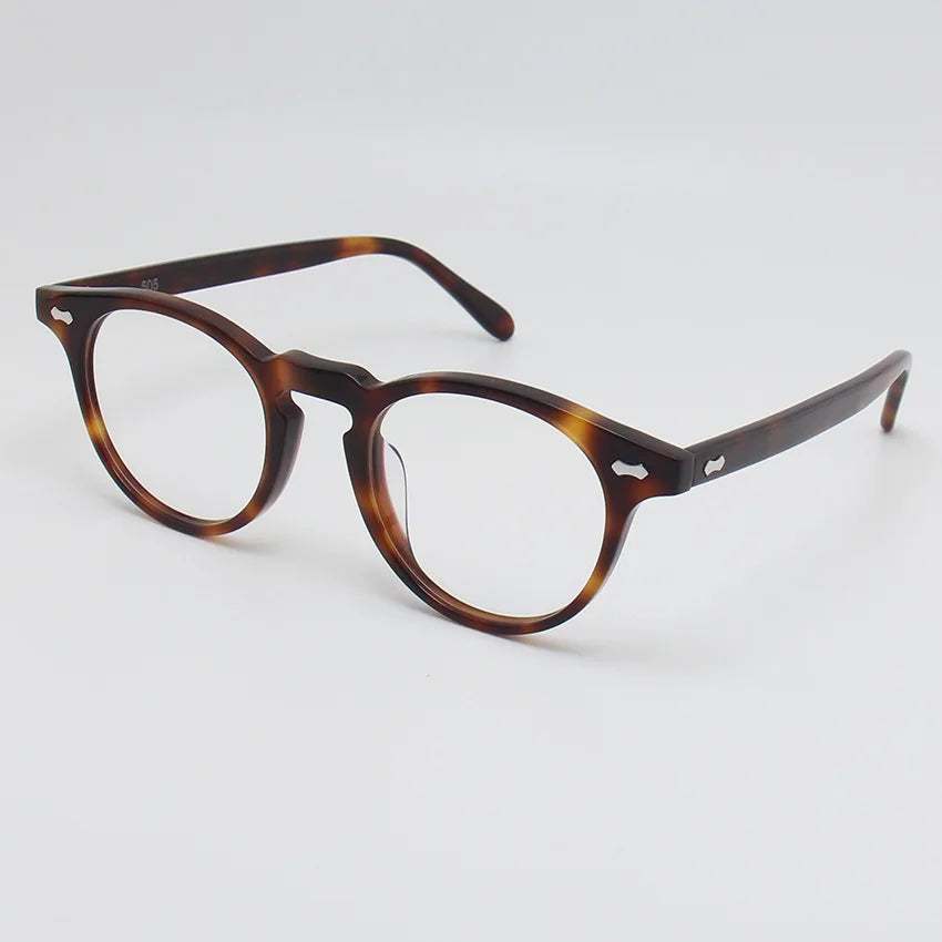 Black Unisex Acetate Full Rim Round Eyeglasses Frame 49505 - Stylish & Lightweight for Men & Women - Perfect for Reading, Work, and Everyday Fashion