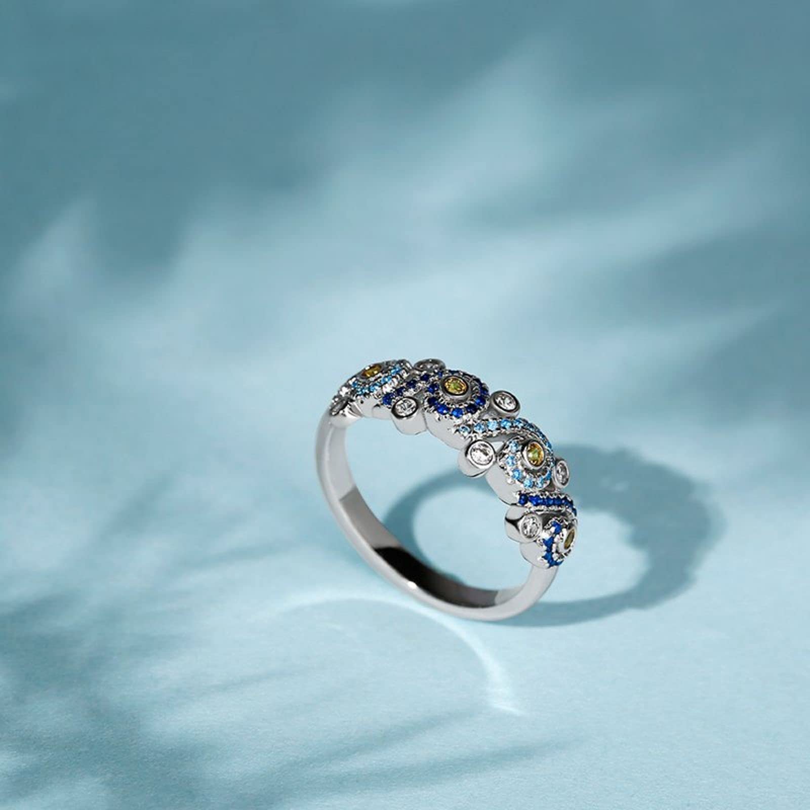 Jeulia Promise Engagement Ring - The Starry Night Round Cut CZ Sterling Silver Diamond Fashion Wedding Bridal Ring Set for Women - Valentine's Day, Anniversary, Proposal Gift with Jewelry Box - Perfect for Romantic Occasions & Special Moments