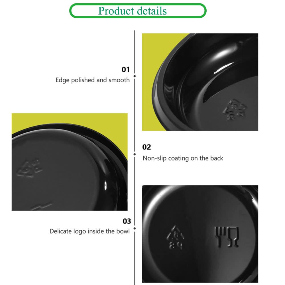 30-Pack Black Round Plastic Disposable Sauce Dishes - Small Dipping Bowls for Soy Sauce, Condiments, Soup & Seasoning - Perfect for Home, Restaurants, Parties & Catering Events