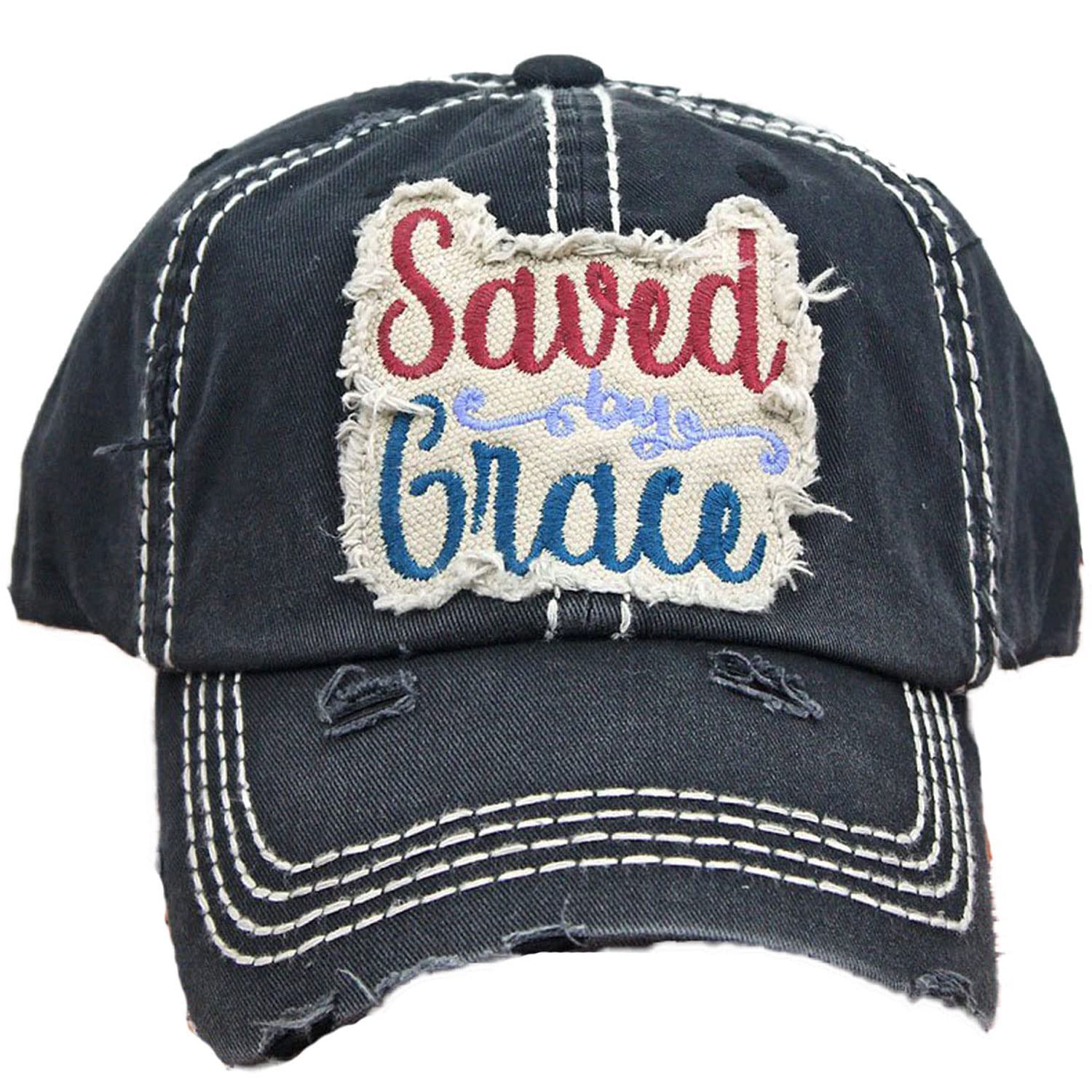Saved by Grace Vintage Baseball Cap for Women - Stylish Adjustable Dad Hat for Casual Outfits & Outdoor Activities