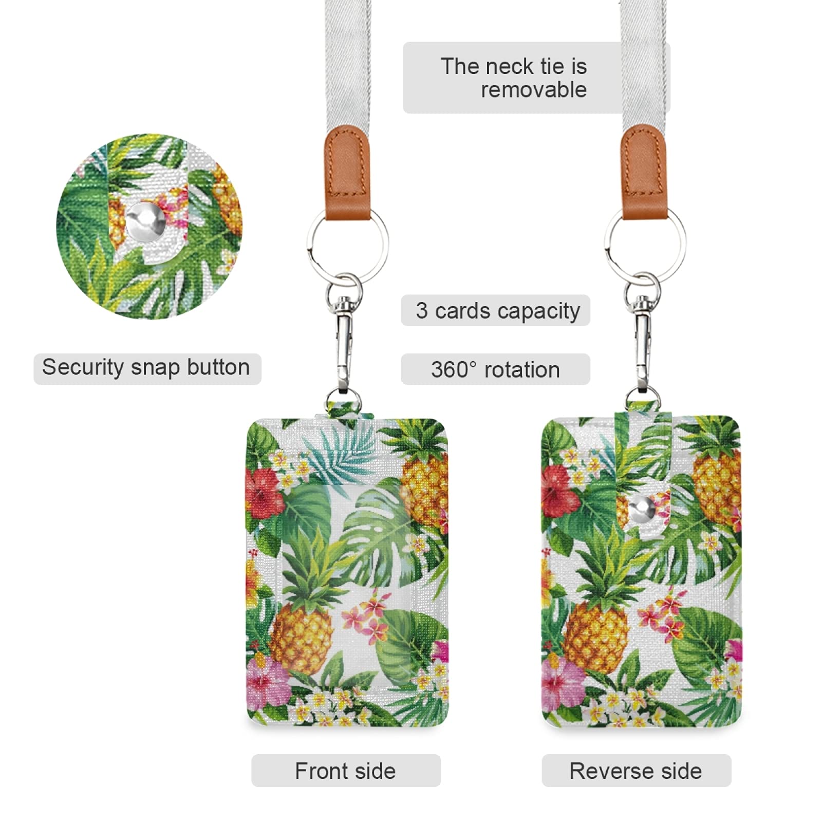 Tropical ID Badge Holder with Lanyard - Office & School Use