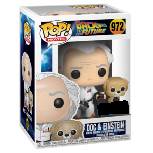 Back to the Future Pop! Vinyl Figure - Doc Brown with Einstein Collectible Toy [Exclusive 972] - Perfect for Movie Fans, Gift Giving & Pop Culture Displays