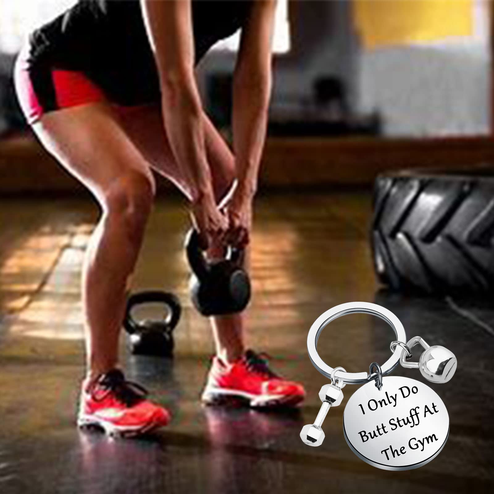 Funny Gym Keychain Gift for Workout Lovers - 'I Only Do Butt Stuff at The Gym' - Perfect for Fitness Enthusiasts & Gym Motivation | Great for Gifts, Workout Bags & Locker Decor