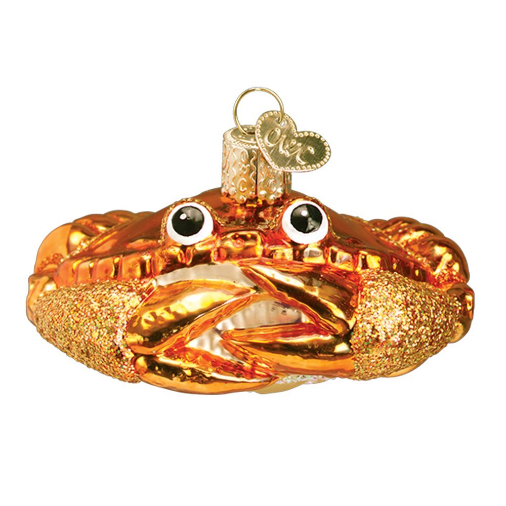 Old World Christmas Ocean Friends Glass Blown Ornament - Crab Louie - Handmade Holiday Decoration for Christmas Tree, Gift, or Beach Themed Party Decor