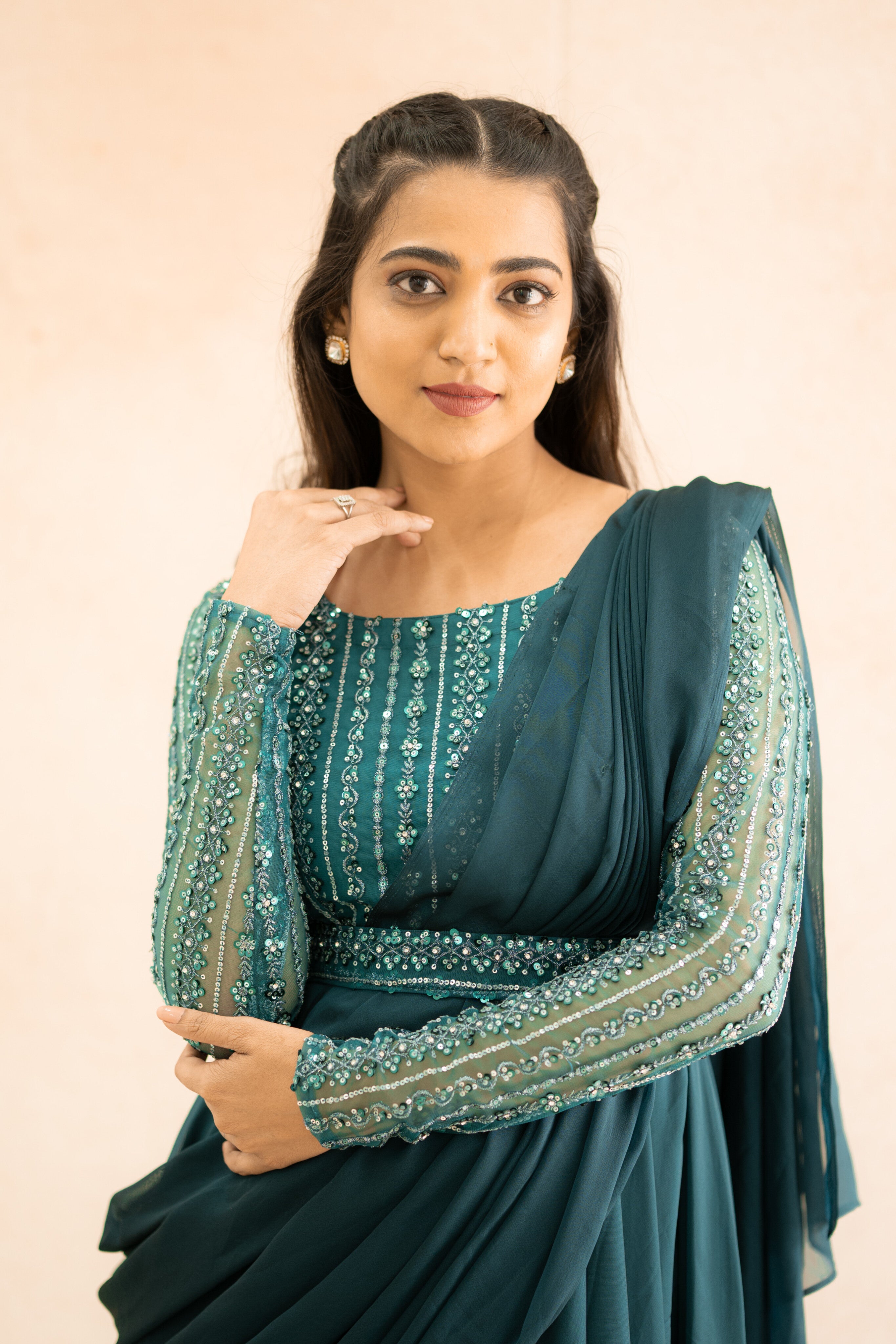 DD420 Sreeja Designer Anarkali Kurti - Elegant Indian Ethnic Dress for Women | Perfect for Weddings, Festivals & Special Occasions