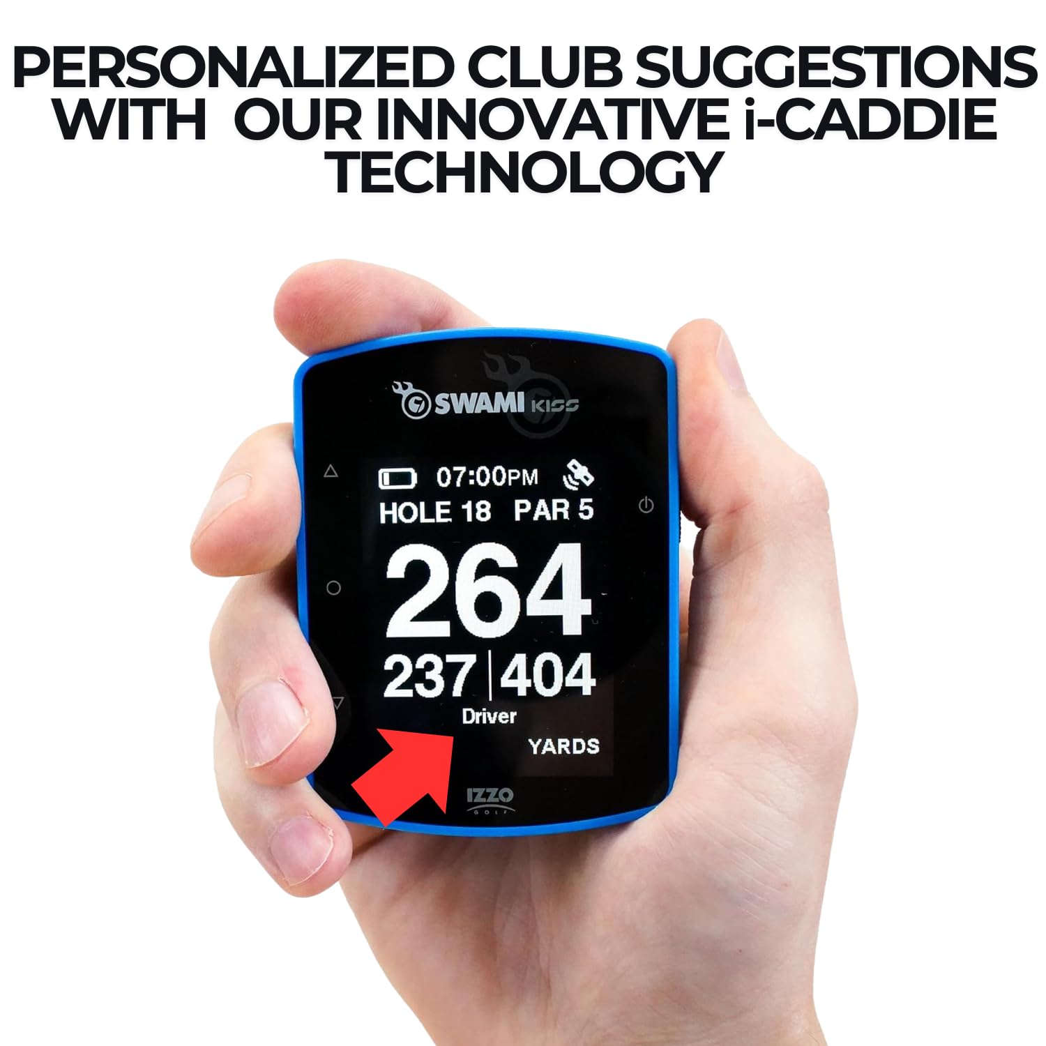 Swami KISS 2.0 Handheld Golf GPS Rangefinder with Integrated Magnets - Blue | Accurate Distance Measurement | Perfect for Golfers & Course Navigation