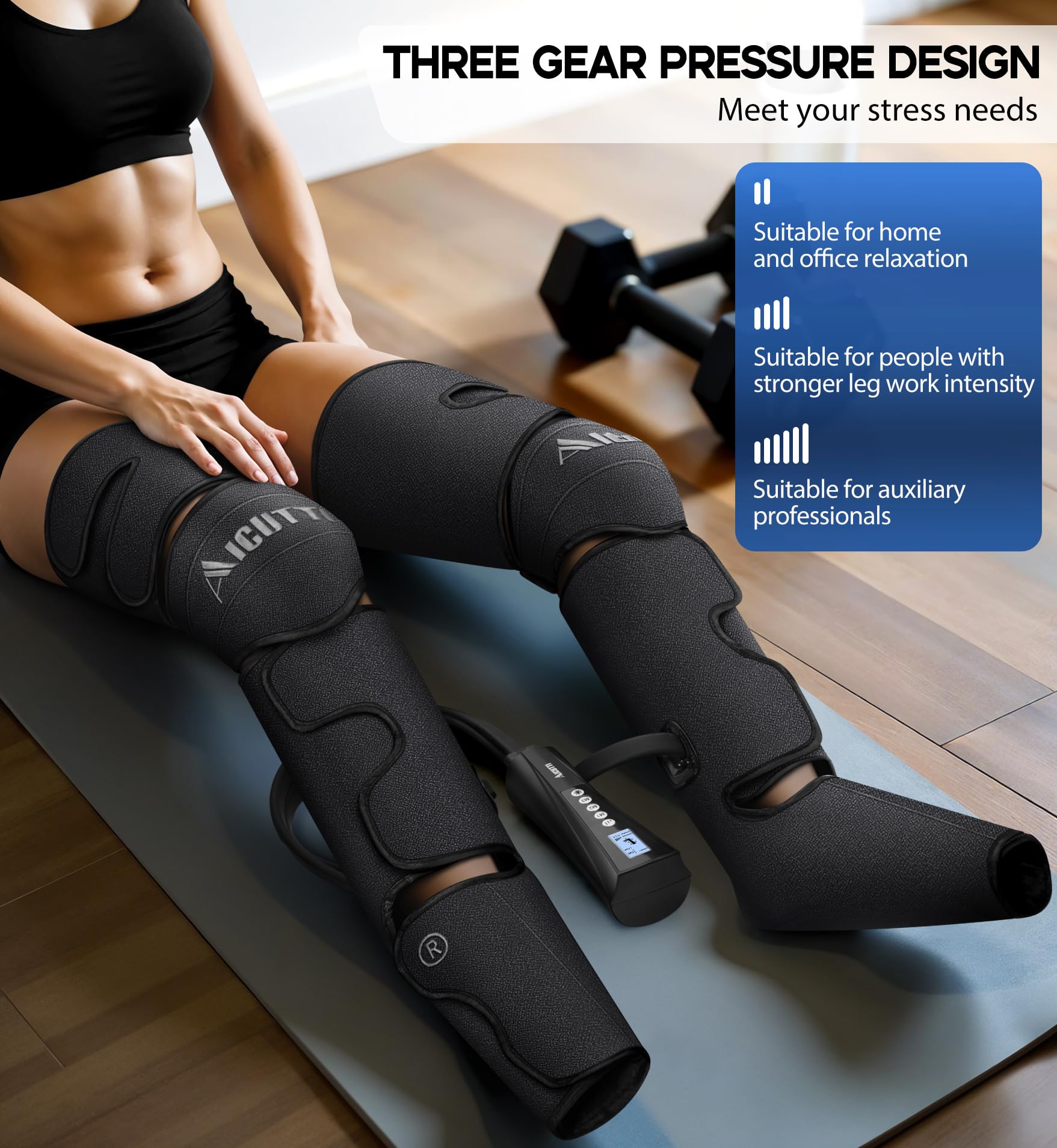 Air Compression Leg Massager with Heat Therapy - Foot, Calf, Knee & Thigh Pain Relief - Improves Blood Circulation - Perfect Gift for Women, Men, Parents (Mother's Day, Father's Day, Birthdays, Christmas) - Ideal for Home Use, Office Relaxation & Post-Workout Recovery