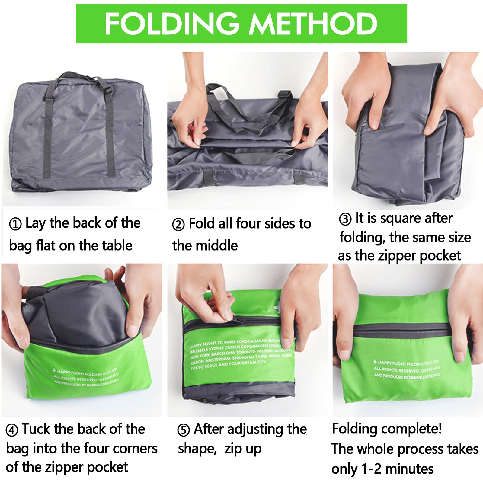 Foldable Travel Duffel Bag - Water Resistant Gym Tote & Carry On Luggage for Sports, Weekend Trips & Overnight Stays - Perfect for Workouts, Travel & Outdoor Adventures