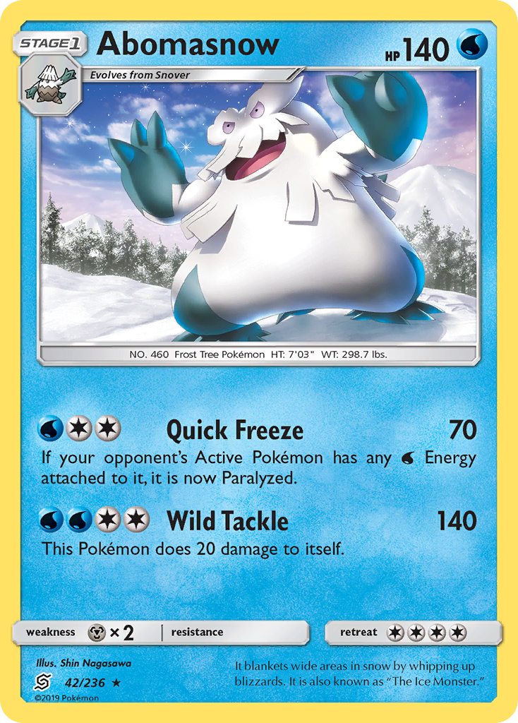 Abomasnow (42/236) Pokemon Card - Sun & Moon: Unified Minds - Collectible Trading Card for Battles & Display