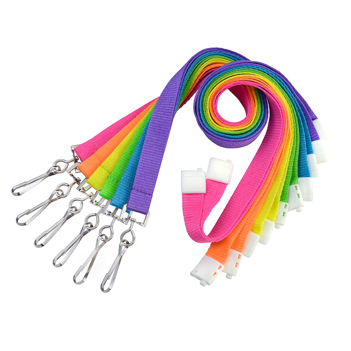 Bright Neon Lanyards with Badge Holder - 12 Pack for Cruise, Theme Park & School IDs