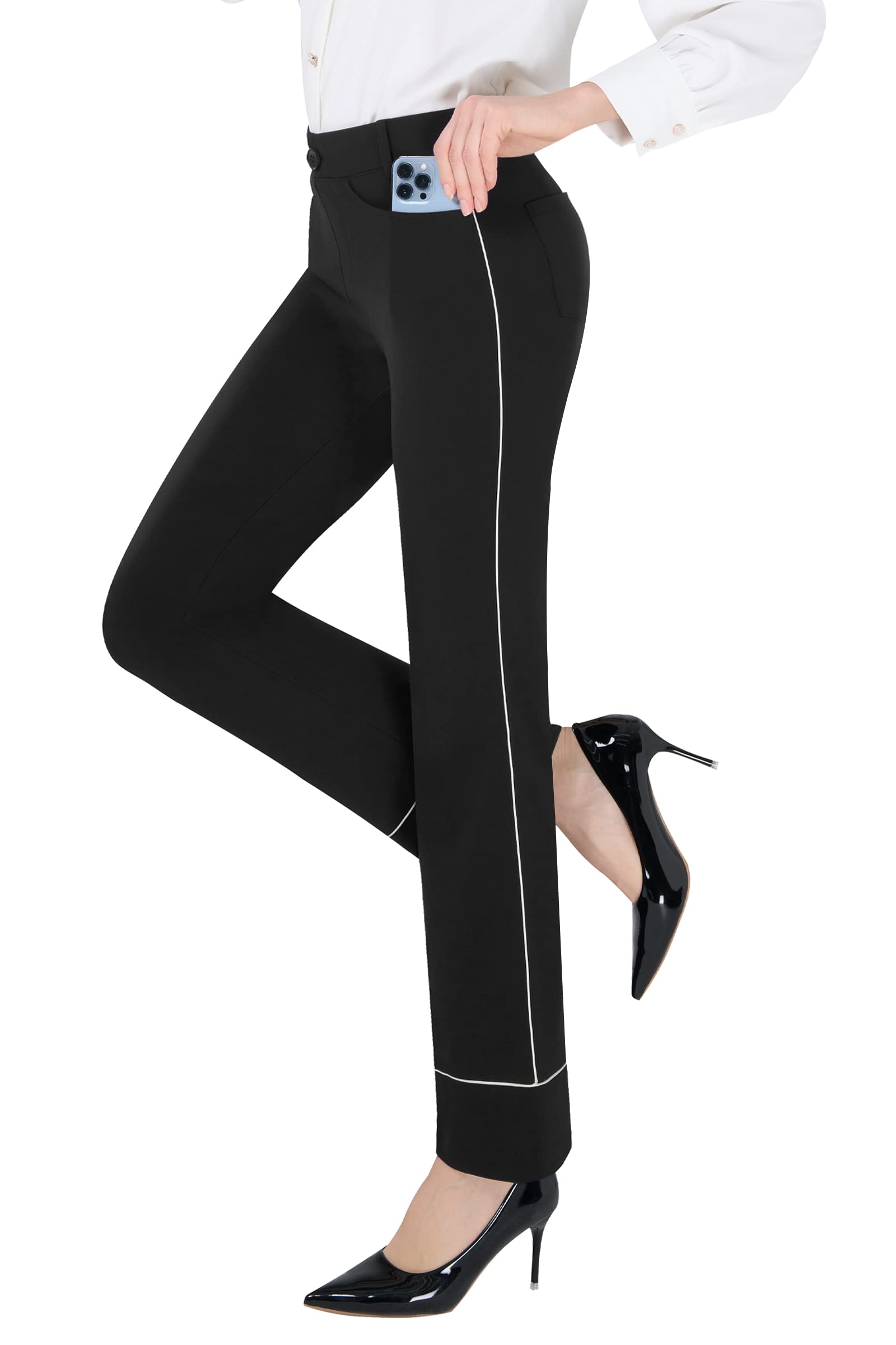 PUWEER Women's Stretch Work Pants with Pockets - Business & Casual Wear