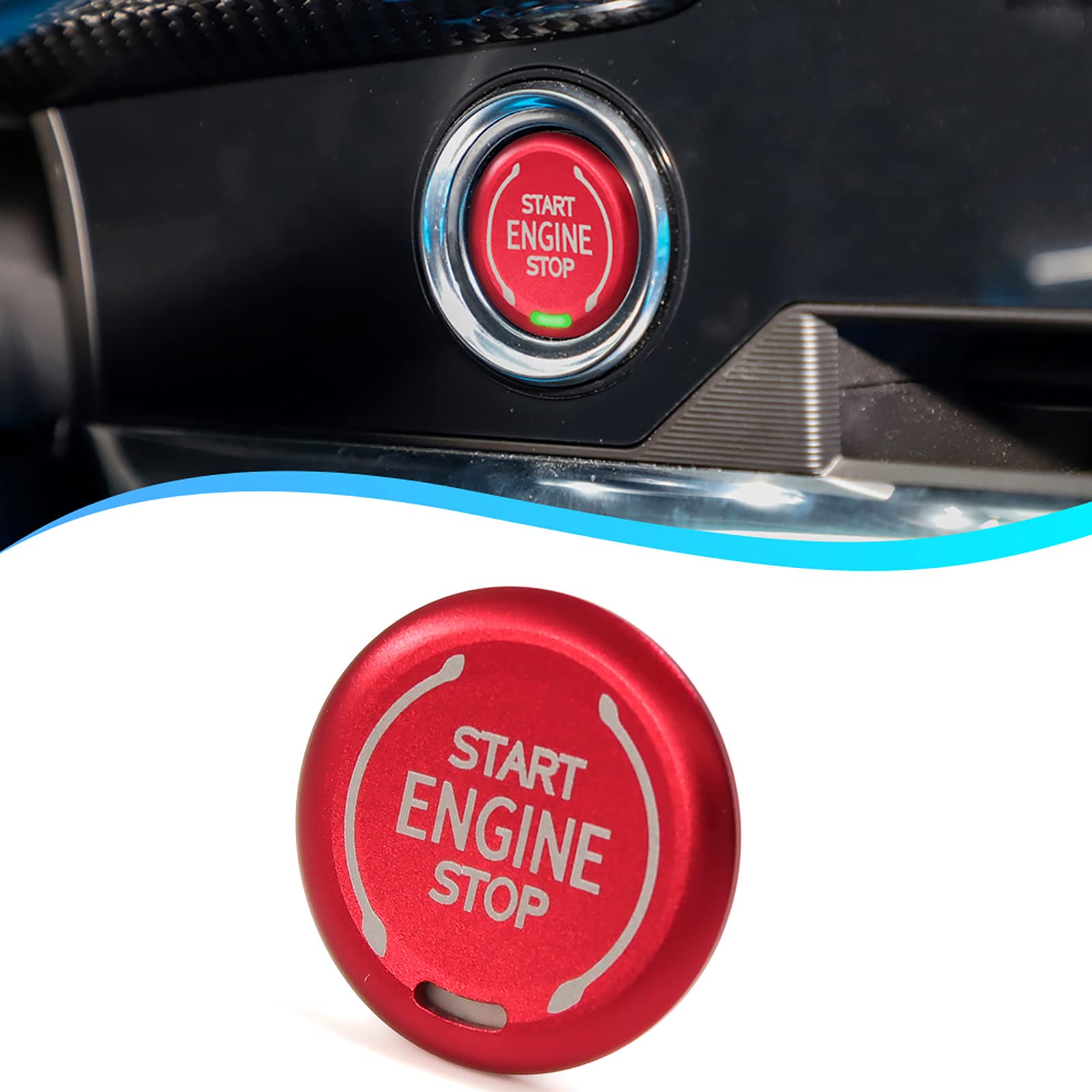 Chevrolet C8 Corvette 2020-2022 Alloy Engine Start Stop Button Overlay - Red & Blue Options | Premium Car Accessory for Enhanced Interior Styling & Customization