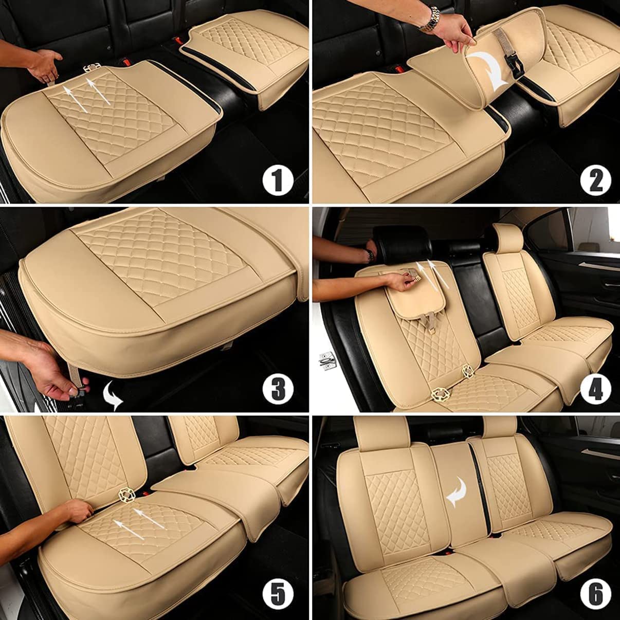 2016 Chevrolet Malibu Limited Waterproof Leather Car Seat Cover Full Set - Front & Rear Seat Protectors (Black & Blue, CT08) | Perfect for Daily Commuting, Road Trips & Pet Protection | Fast US Shipping