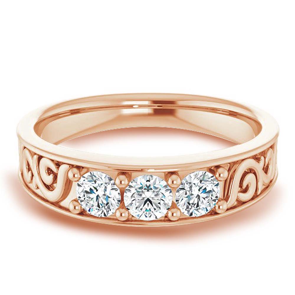 0.75 Carat Round Diamond Filigree Accent Men's Wedding Band - Vintage Inspired Ring for Men - Perfect for Engagement, Anniversary & Special Occasions