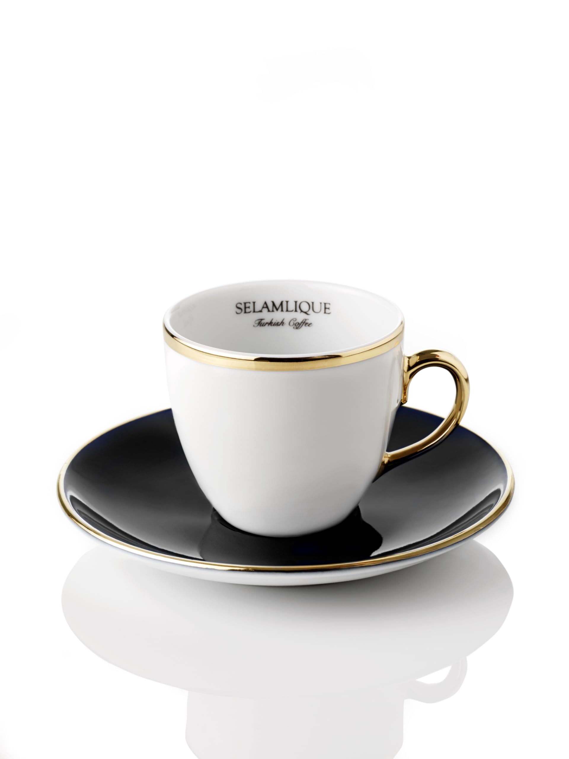 Premium Selamlique Turkish Coffee Istanbul Gift Set - 2.7 oz Espresso Cups with Saucers & Authentic Turkish Coffee in Elegant Black Box - Perfect for Home Brewing, Gifts & Traditional Coffee Ceremonies