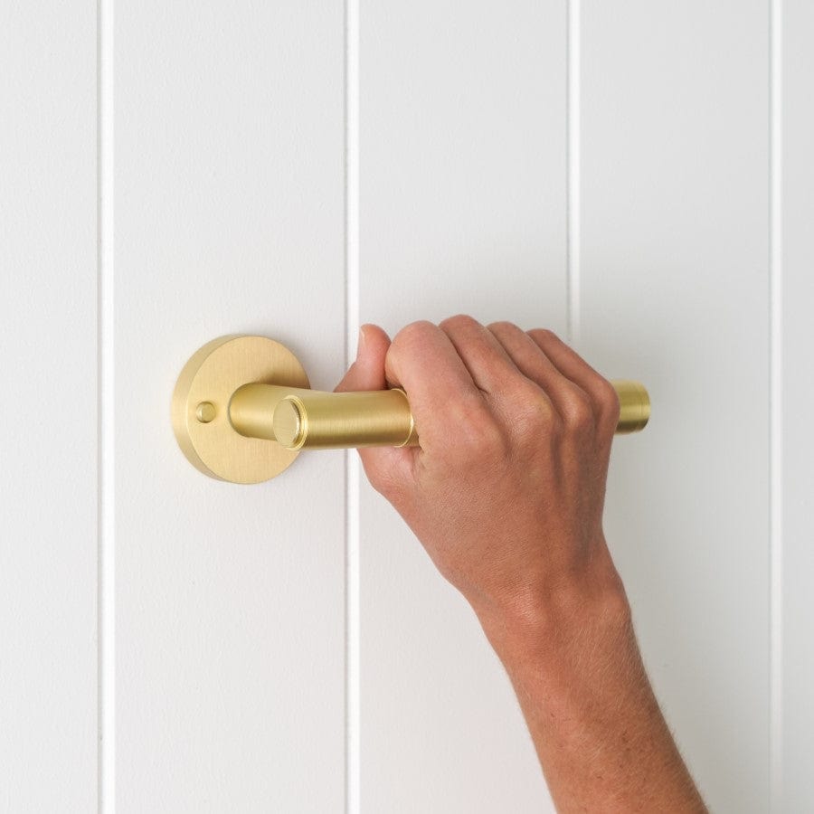 Premium Melbourne Door Handle with Lock - Brushed Brass Finish for Home & Office Security - Ideal for Bedrooms, Bathrooms, and Entry Doors