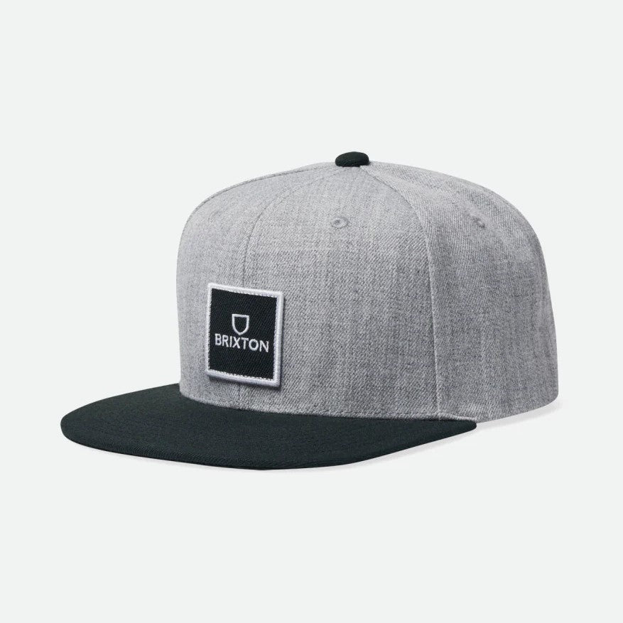 BRIXTON Alpha Square Netplus MP Snapback Hat - Grey/Black - Adjustable Baseball Cap for Men & Women - Perfect for Casual Wear, Sports, and Outdoor Activities