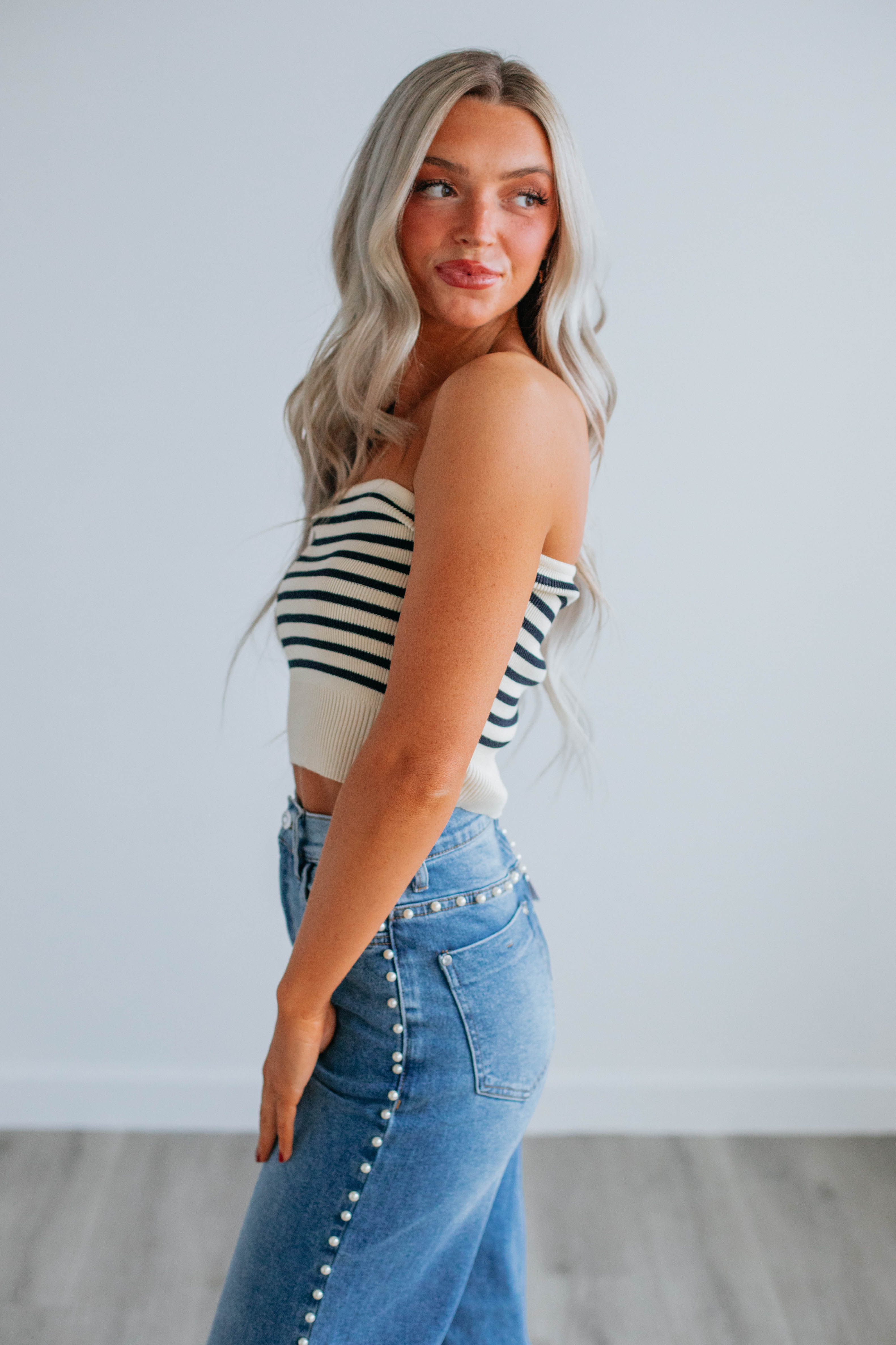 Joci Striped Top for Women - Soft Cream Mix Knit Shirt, Casual Long Sleeve Blouse for Everyday Wear, Office & Date Night Outfits