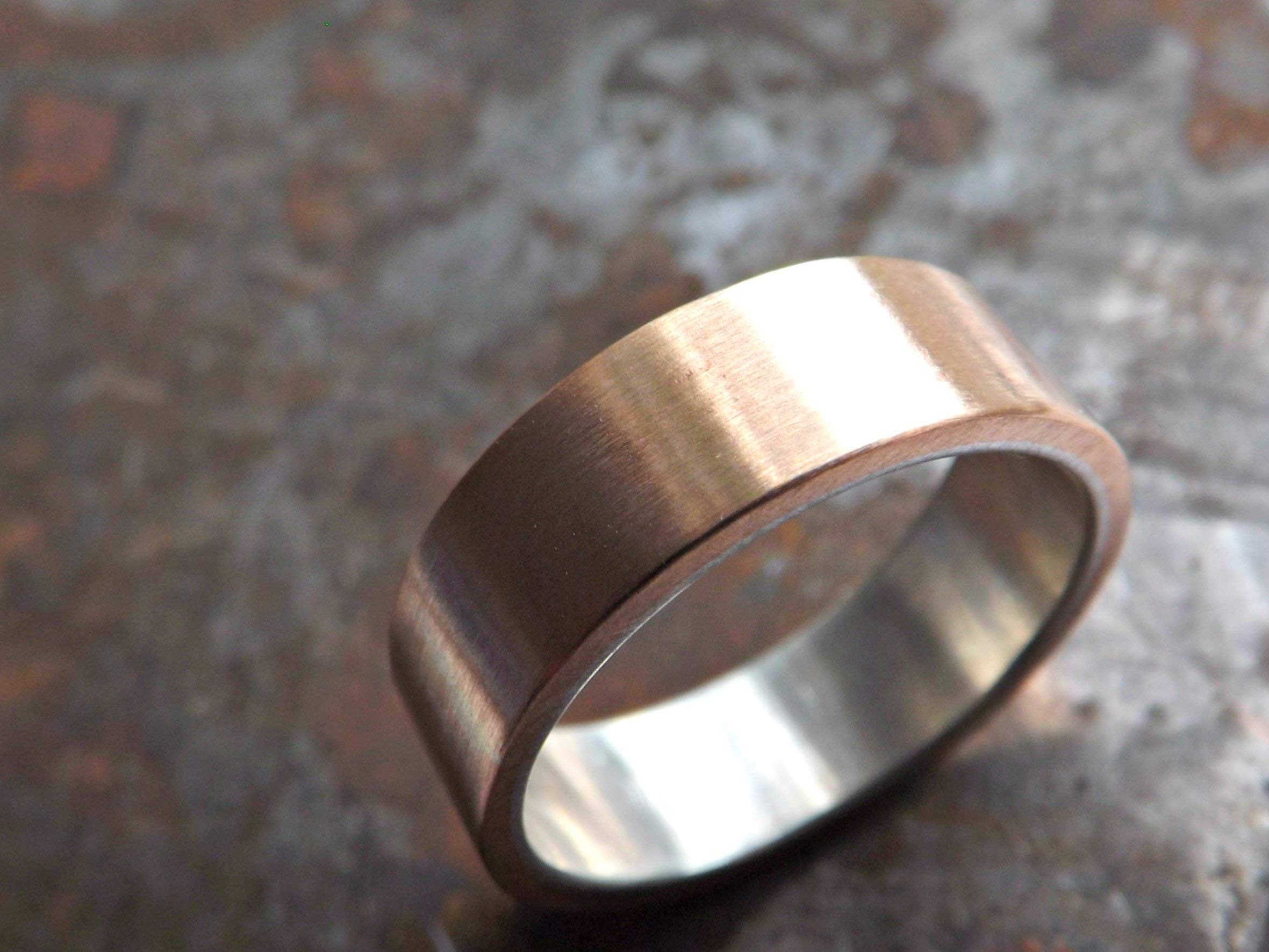 Men's Bronze Wedding Band - Personalized Rustic Silver Bronze Ring for Men - Anniversary Gift for Him - Perfect for Weddings, Engagements & Special Occasions
