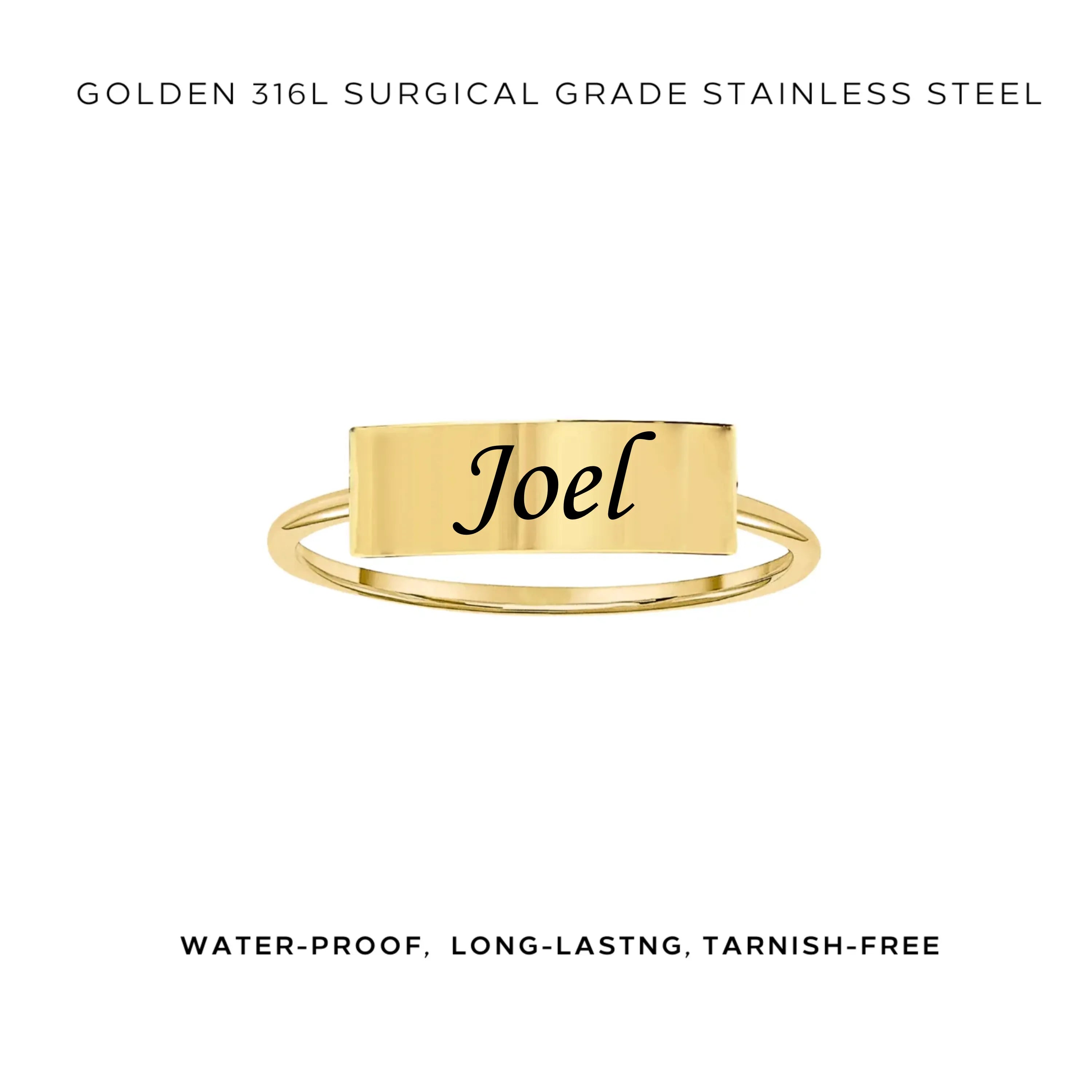 Personalized Engraved Rectangle Bar Ring - Custom Name & Date Jewelry Gift for Women - Perfect for Anniversaries, Birthdays & Special Occasions