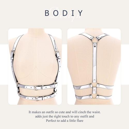 Women's High Waisted Harness Belt - Punk Rock Waist Strap with Mirror Accents for Rave, Gothic & Festival Outfits - Perfect for Concerts, Cosplay & Alternative Fashion
