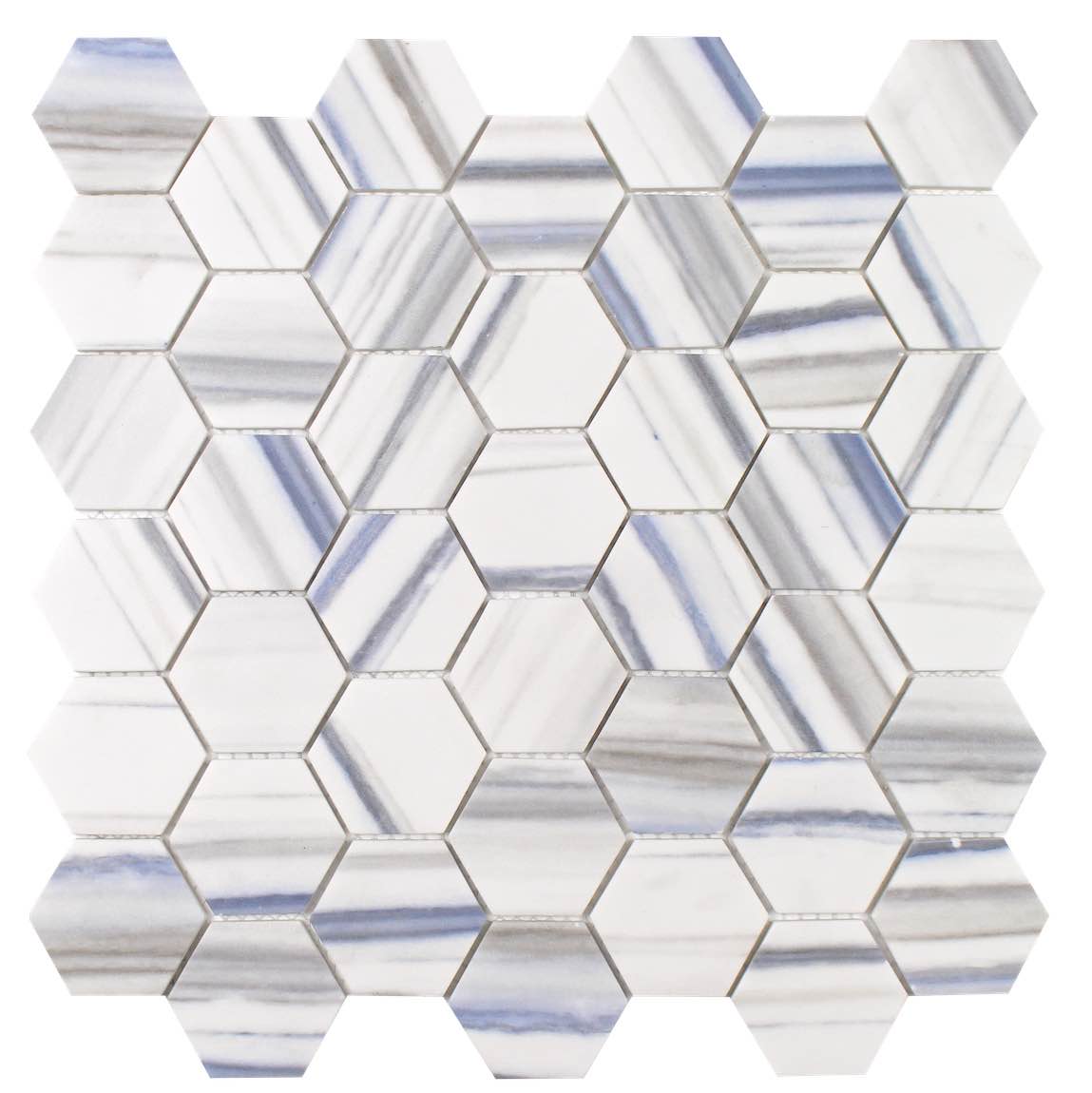 Eco-Friendly Recycled Blue Zebra Hexagon Glass Mosaic Tile - Perfect for Kitchen Backsplash, Bathroom Wall, and DIY Home Decor Projects