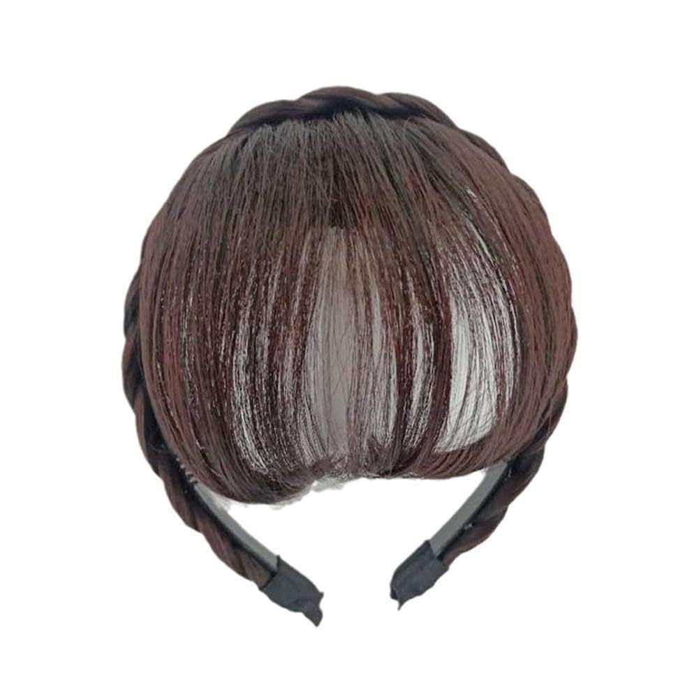 New Twist Headband With Bangs For Women - Natural Brown Black Artificial Wig Hair Band | Perfect for Cosplay, Costume Parties & Everyday Fashion