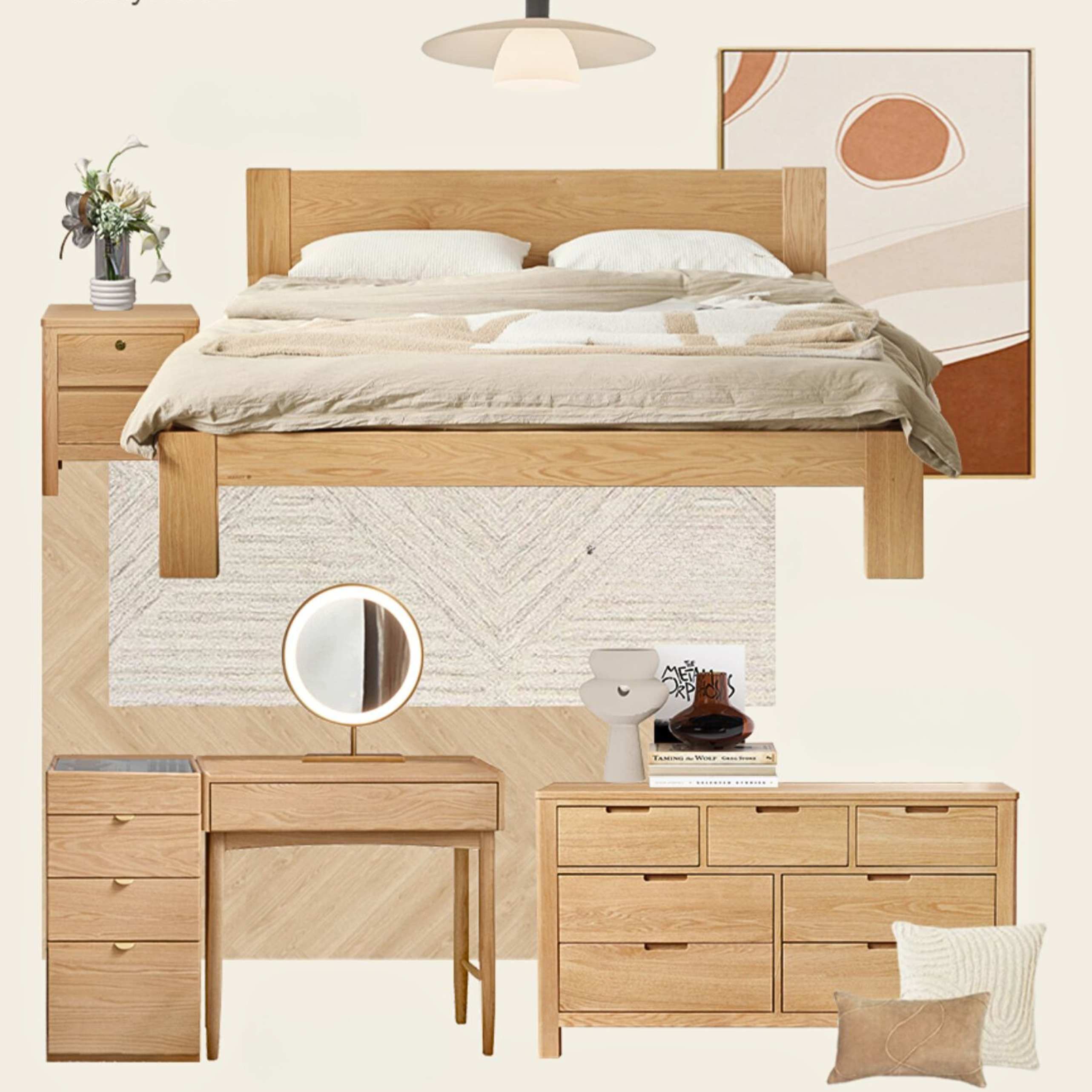 Stylish Oak Solid Wood Nordic Dressing Table - Modern Vanity Desk for Bedroom & Makeup Area | Perfect for Home Decor & Beauty Routine