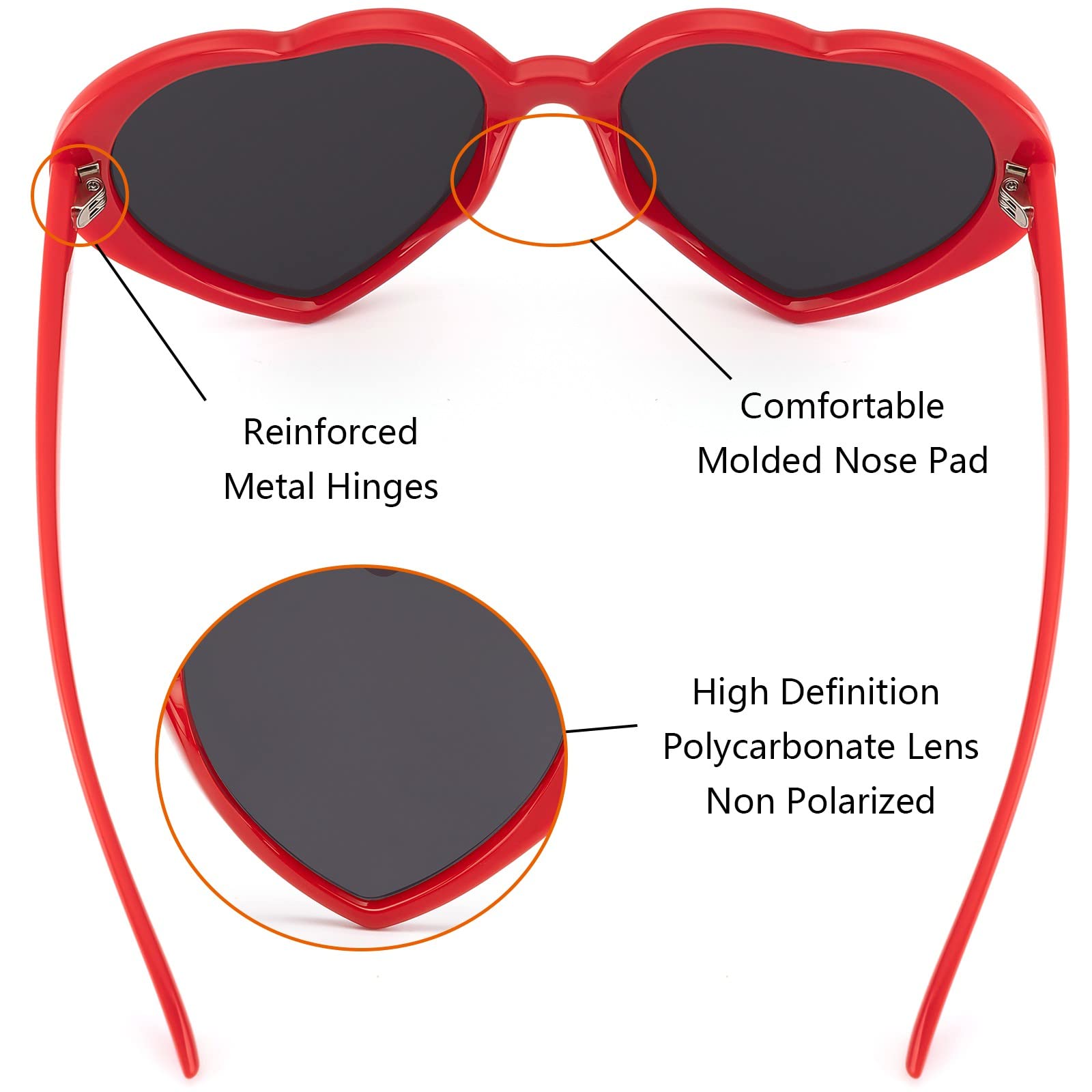 Heart-Shaped Sunglasses for Women & Men - Oversized Retro Love Sunglasses, Trendy Fashion UV Protection - Perfect for Beach, Dating, and Summer Outfits