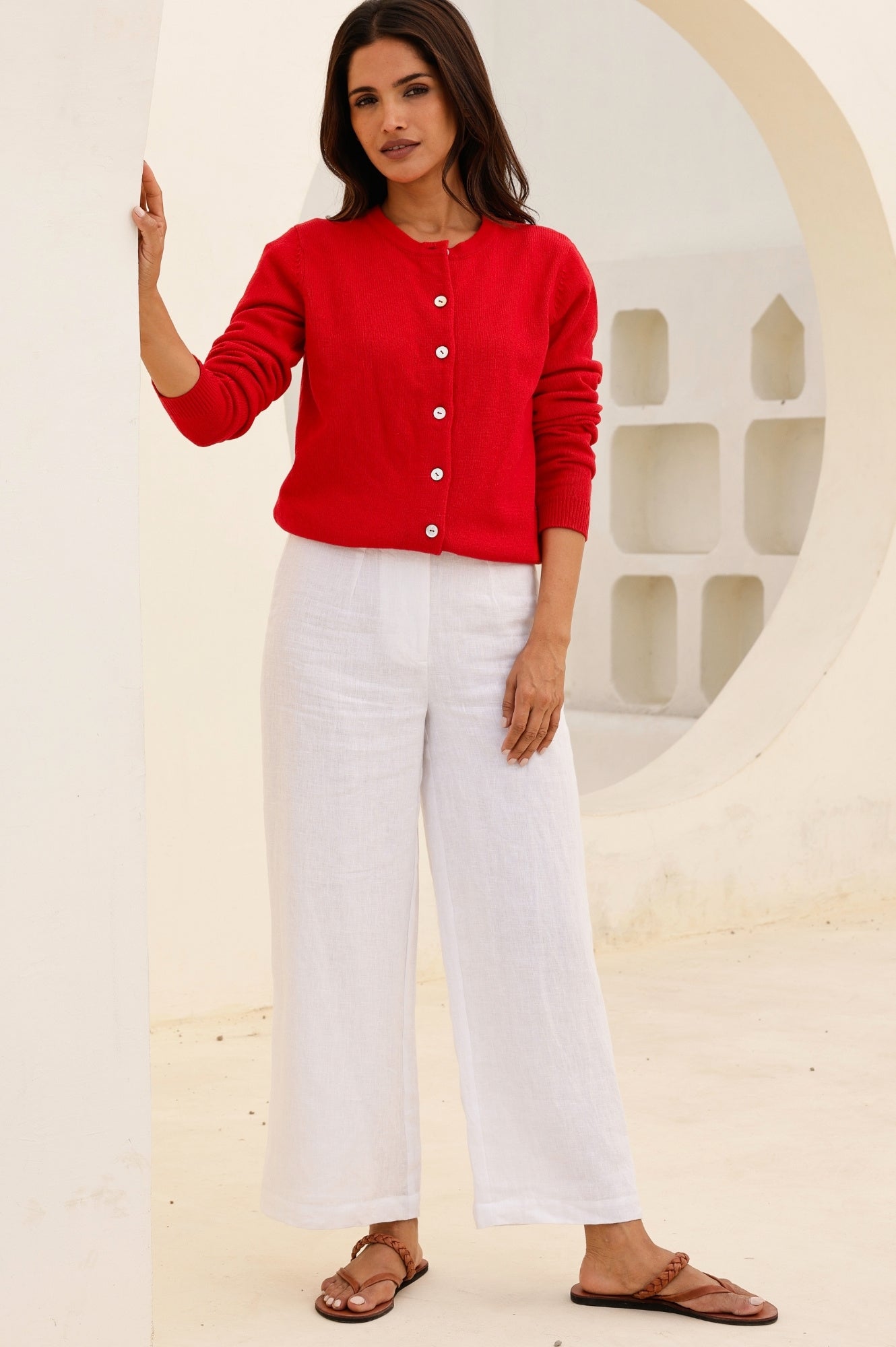 Wide Leg Linen Cropped Trousers for Women | Breathable Summer Pants | White Casual Pants | Perfect for Beach, Office & Vacation Outfits