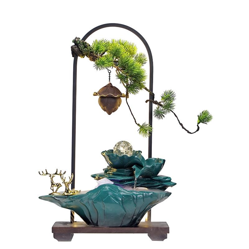 Alpine Water Fountain with Circulating Water Wheel - Small Indoor Desktop Waterfall Fountain for Home & Office Decor, Relaxation & Meditation
