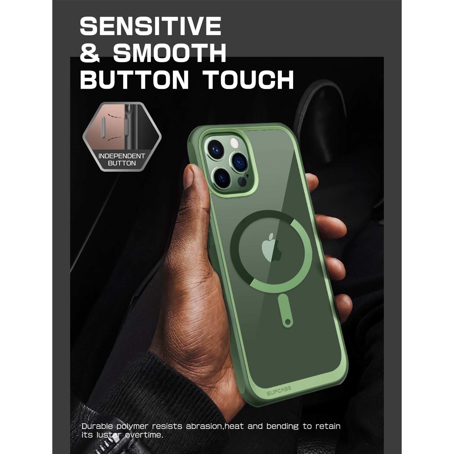 iPhone 13 Pro Case 6.1 Inch - Unicorn Beetle MAG Slim Clear Protective Cover with MagSafe Compatible in Green | Perfect for Everyday Use, Travel & Wireless Charging