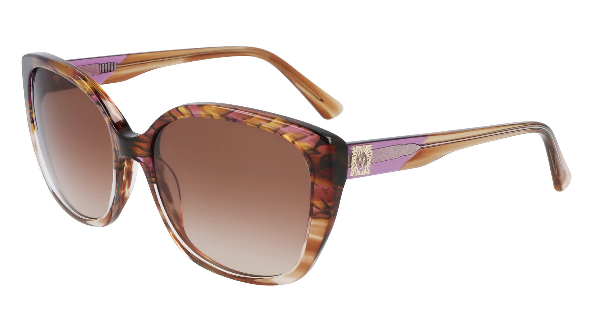 Anne Klein Women's Fashion Sunglasses AK7071 - Plum Animal Print with Brown Gradient Lens for Driving, Beach & Outdoor Activities