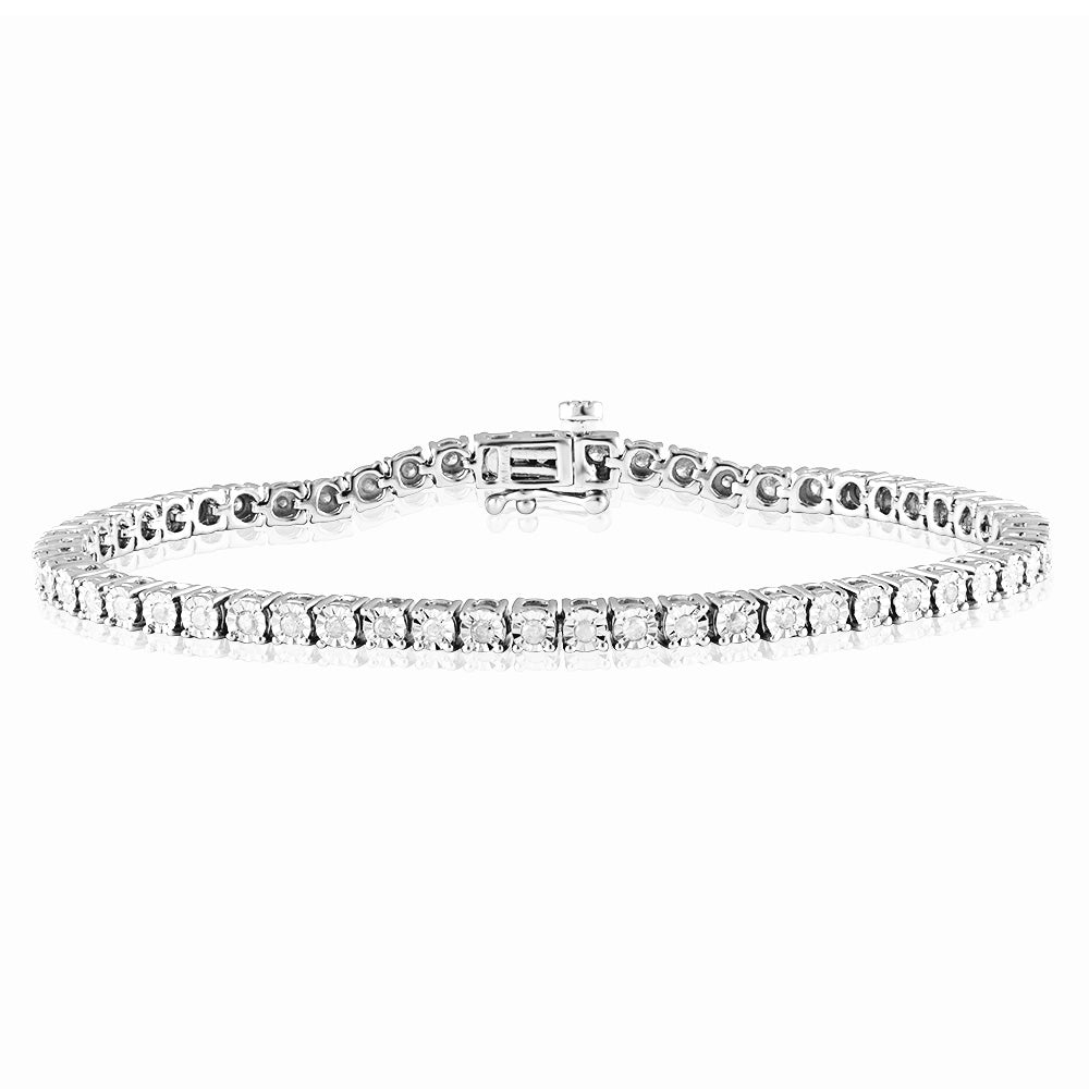 0.95 Carat Diamond Tennis Bracelet in Sterling Silver - 18.5cm Adjustable Length for Women | Perfect for Weddings, Anniversaries & Special Occasions