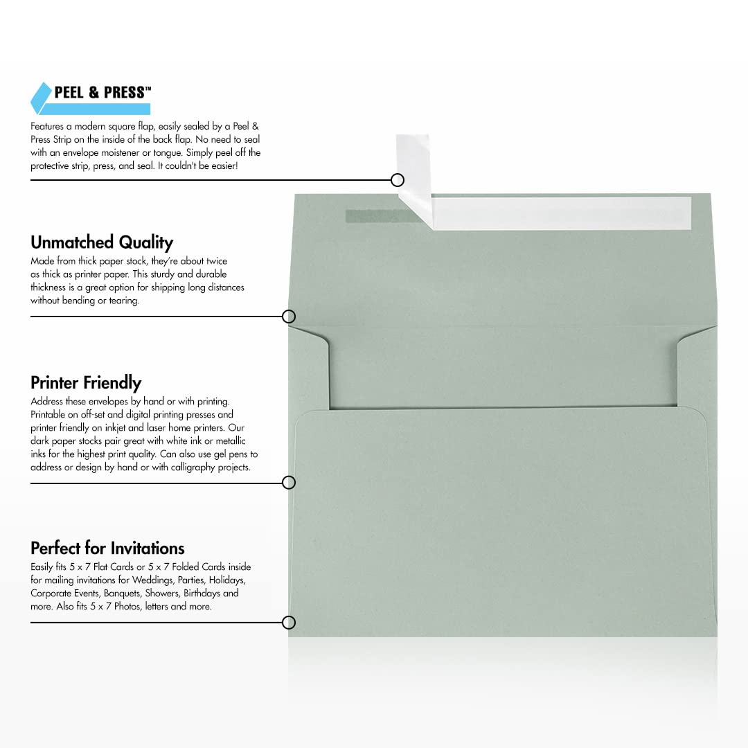 Premium LUXPaper A7 Invitation Envelopes - Self-Seal Peel & Press Closure - 5.25