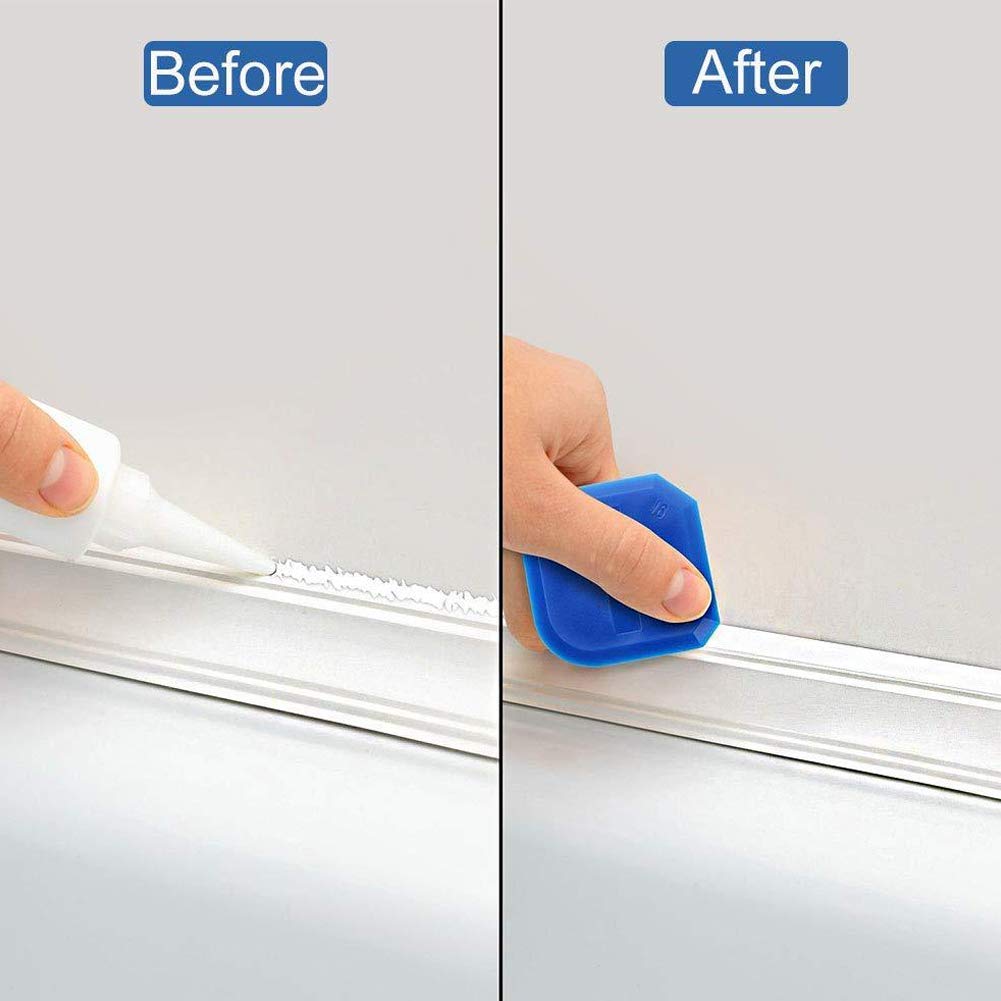 WALFRONT 13-Piece Caulking Tool Kit - Silicone Sealant Finishing Tools with Plastic Scraper for Glass Glue & Home Improvement Projects | Perfect for Bathroom, Kitchen & Window Sealing