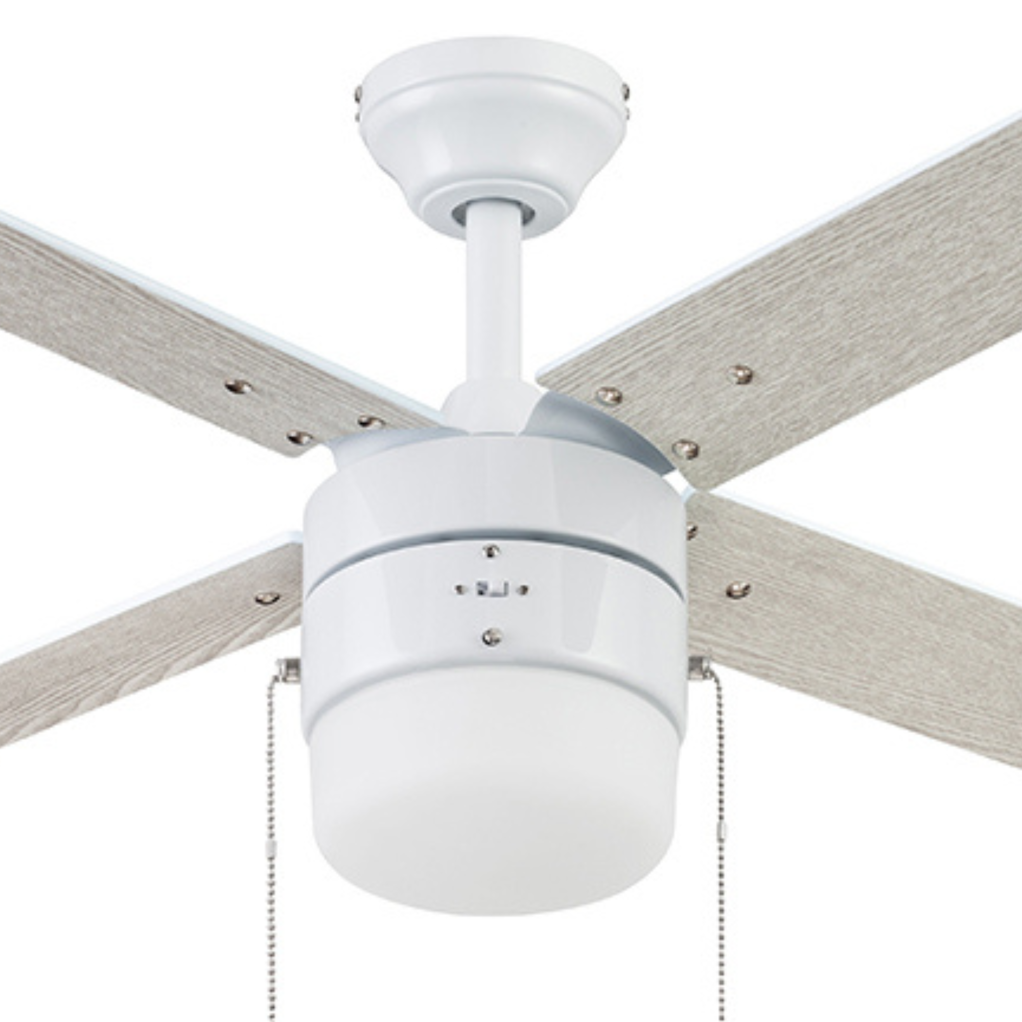 52 Inch White Ceiling Fan with Pull Chain - Modern & Energy Efficient for Living Room, Bedroom, or Office