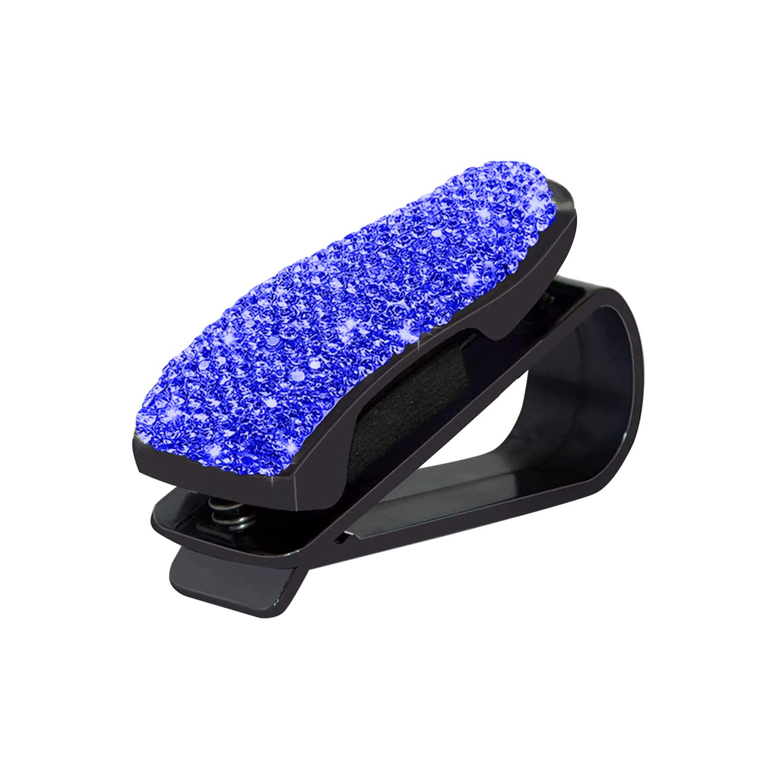 Fashion Crystal Rhinestone Car Eyeglass Holder - Universal Sunglasses Hanger Mount for Sun Visor (Blue, One Size) | Perfect for Road Trips, Commuting & Keeping Glasses Organized While Driving