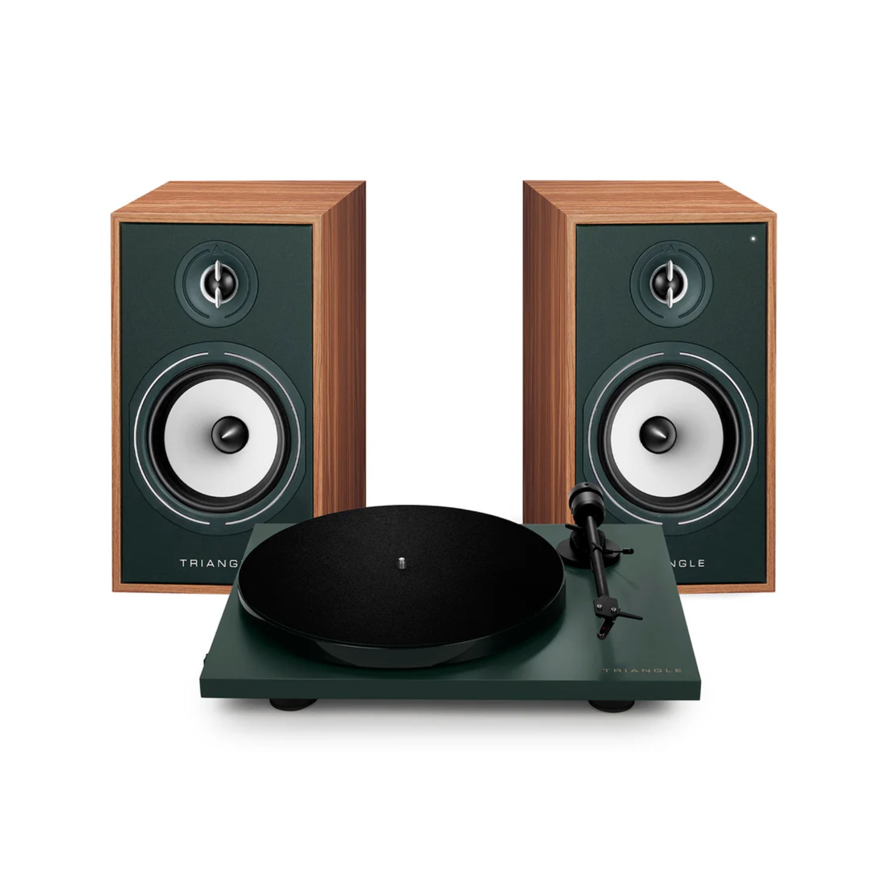 Triangle Lunar 1 Turntable with Borea BR03 Wireless Bookshelf Speakers - Hi-Fi Vinyl Record Player & Bluetooth Speaker System for Home Audio, Living Room, and Studio Use