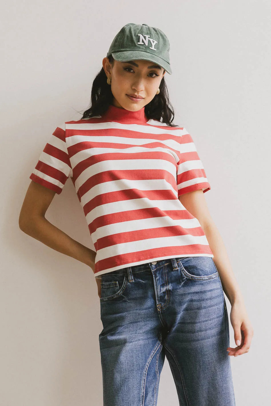 Grenna Striped Women's Red Top - Casual & Chic Blouse for Everyday Wear | Perfect for Work, Dates & Outings | FINAL SALE
