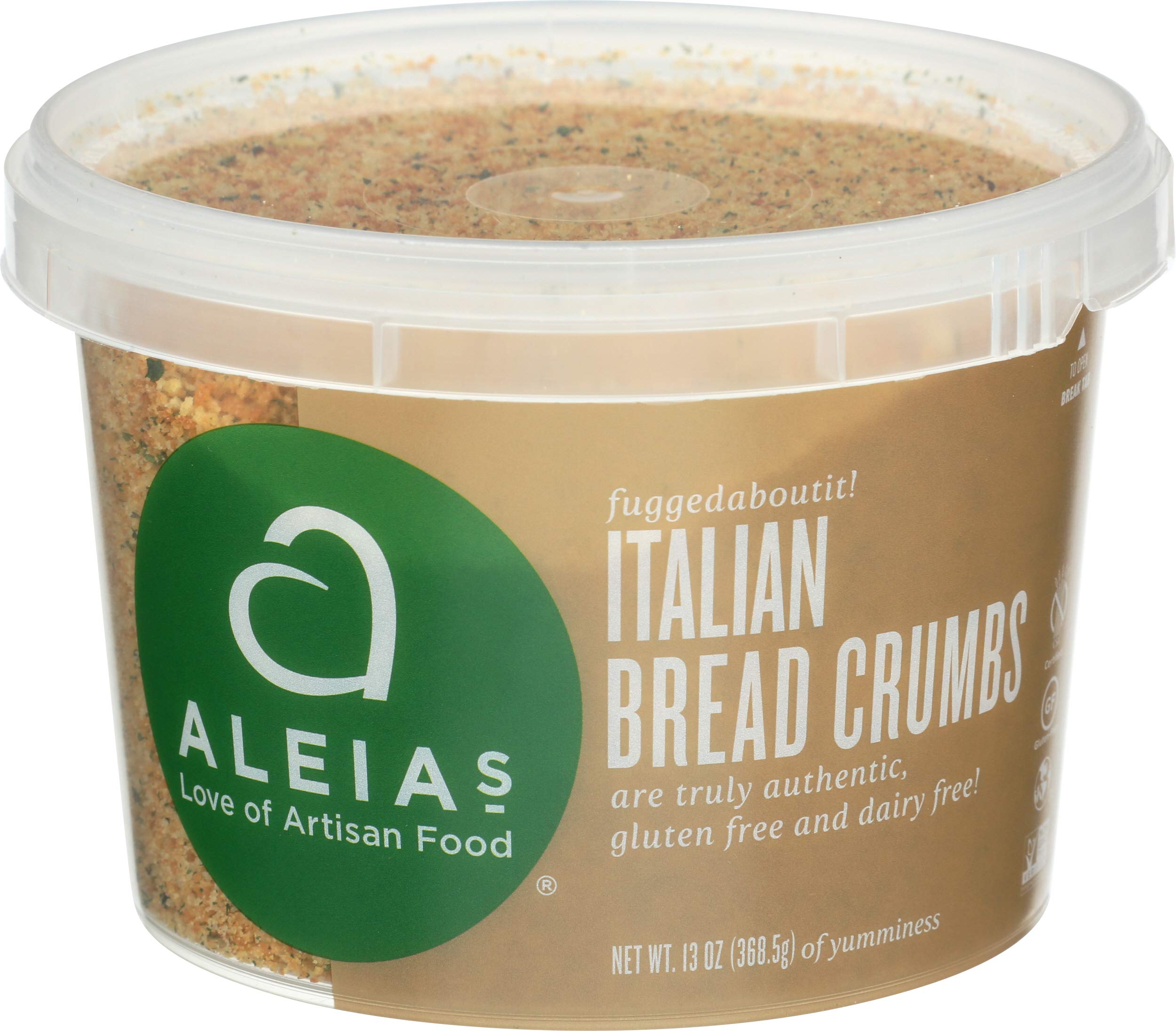 ALEIAS GLUTEN FREE BAKERY Italian Style Bread Crumbs - 13 oz (368g) | Panko Style for Chicken Cutlets, Meatballs & Fish Coating | Keto Friendly & Vegan Breadcrumbs for Baking & Cooking