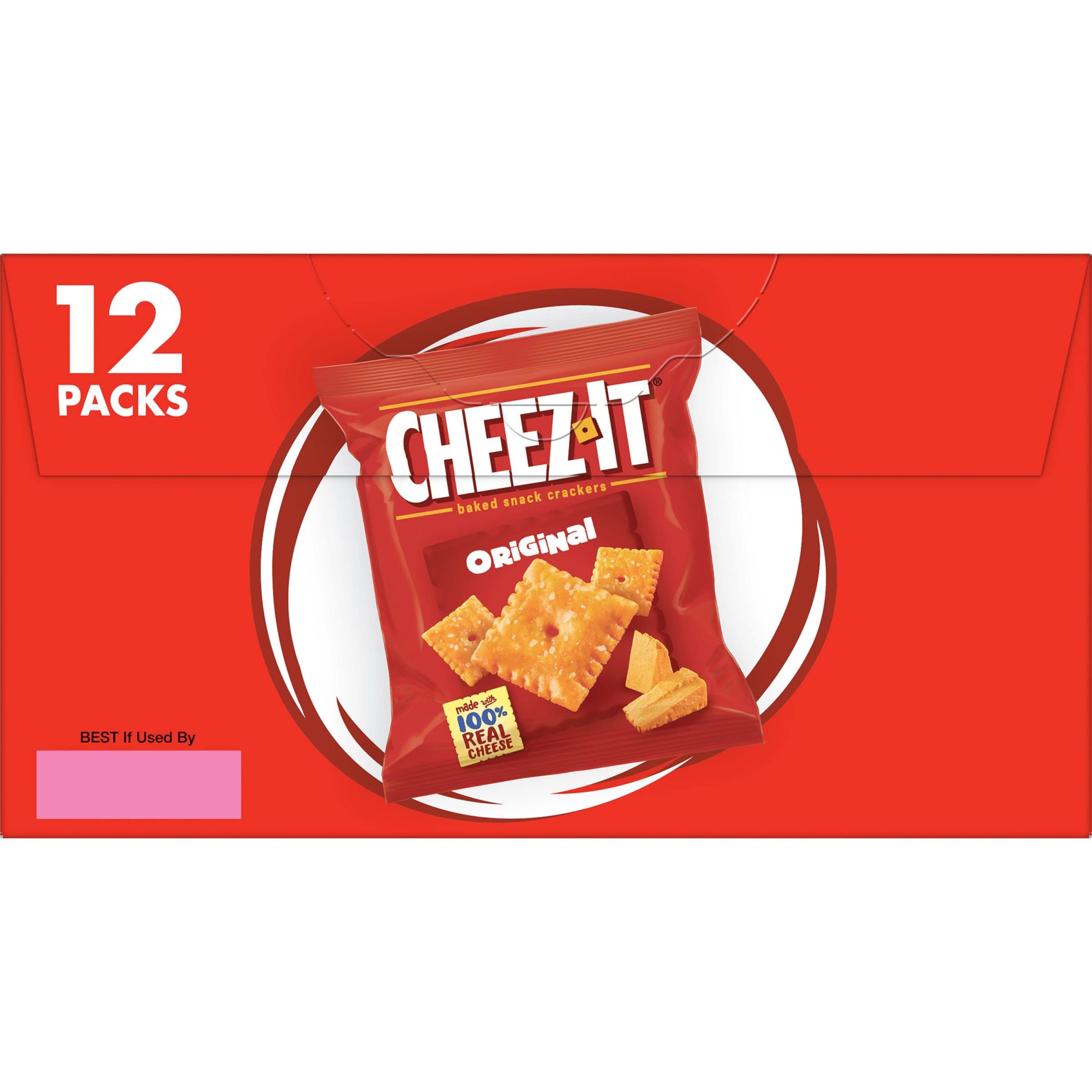 Cheez-It Original Baked Cheese Crackers - 12oz Box (12 Packs) | Crunchy Snacks for Lunch, Office, School & On-The-Go | Perfect for Parties, Road Trips & Movie Nights