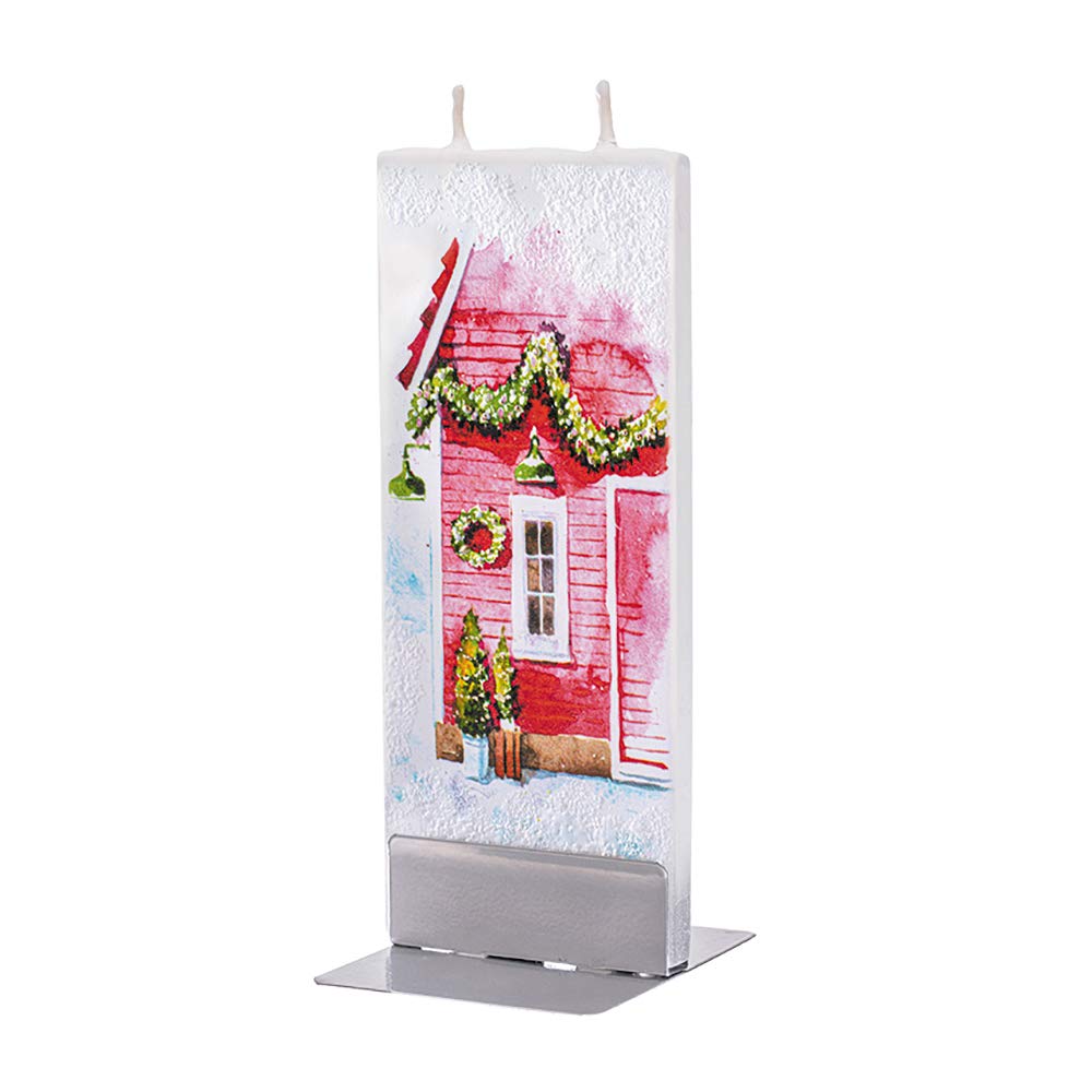 Hand Painted Red House Christmas Candle - 6 Inch Decorative Holiday Candle Gift Set for Women & Men - Perfect for Christmas Decor, Mantel Displays & Cozy Home Ambiance